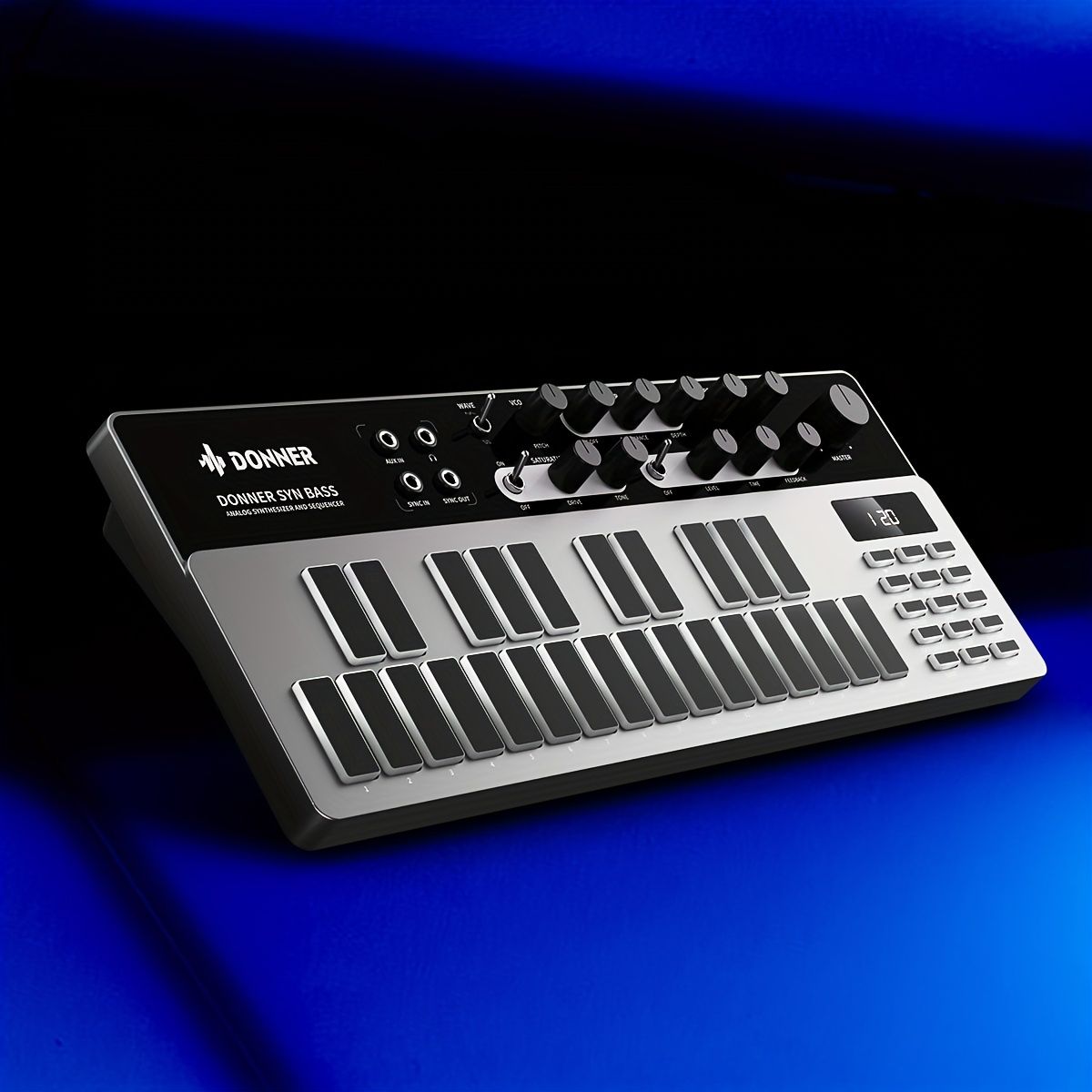 DONNER アナログシンセサイザーシーケンサー【全128パターンメモリ】MIDI対応 テーブルトップ DJ初心者 ステージ演奏 ミュージック制作 ギフトにも最適