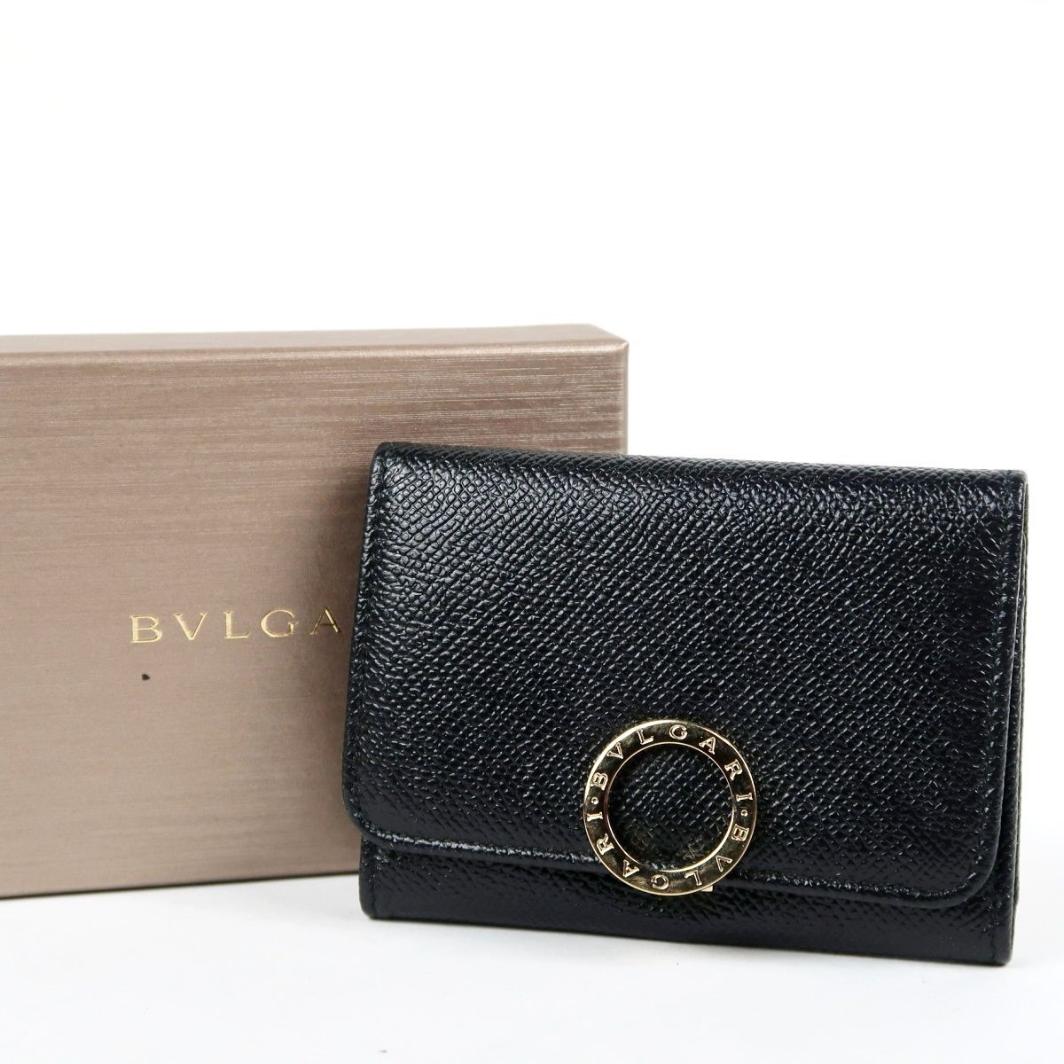 【新品・未使用】BVLGARI ブルガリ ビーゼロ金具 カード入れ パスケース ブラック レザー ブランド小物【JT51】