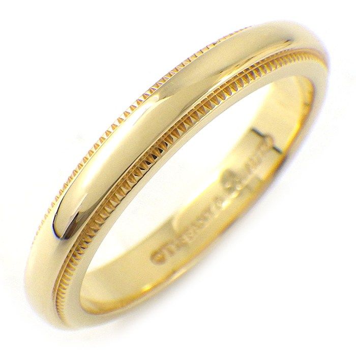 ティファニー Tiffany & Co. リング トゥギャザー ミルグレイン バンド K18YG 9号 【中古】