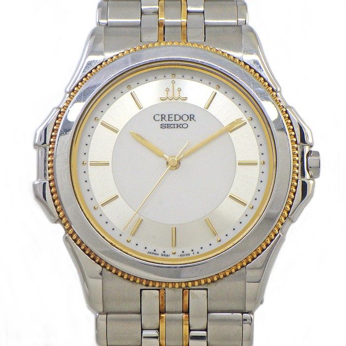 クレドール CREDOR 時計 パシフィーク GCLC016/9581-6040 サンレイ ホワイト文字盤 K18YG SS クオーツアナログ 【中古】