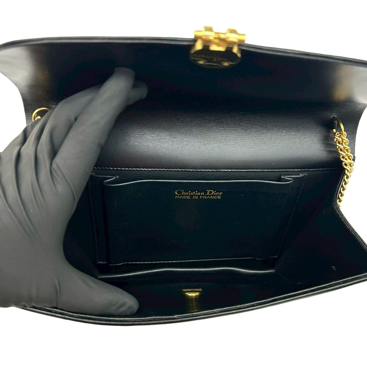 極 美品 Christian Dior ディオール ヴィンテージ ロゴ 金具 レザー 本