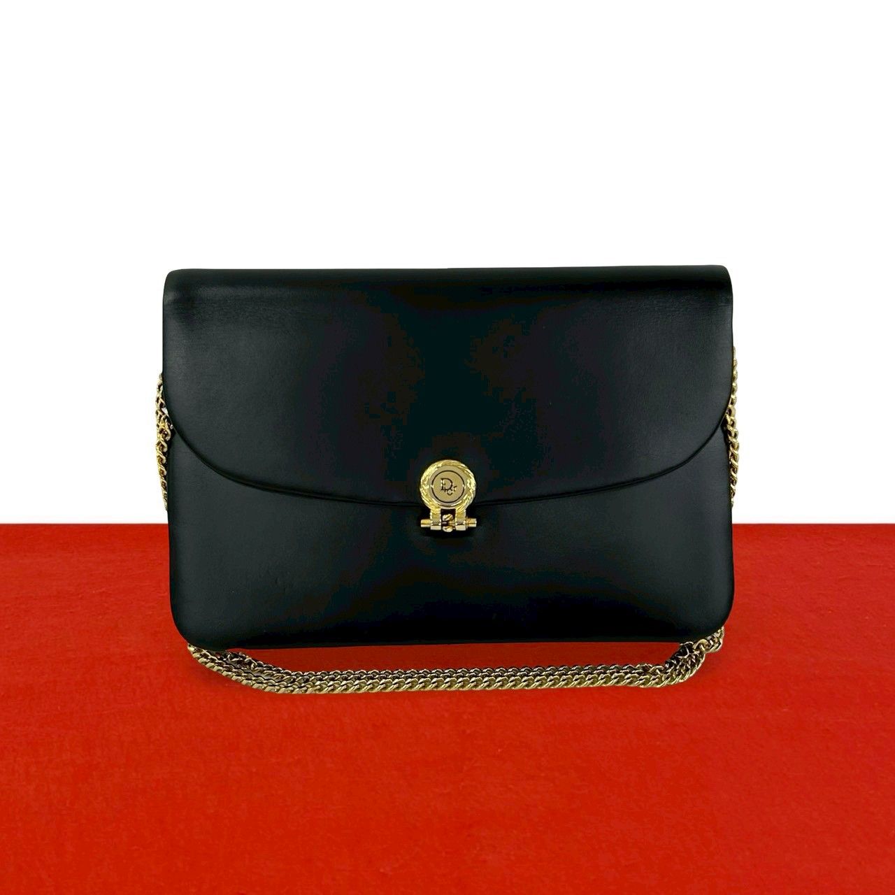 極 美品 Christian Dior ディオール ヴィンテージ ロゴ 金具 レザー 本