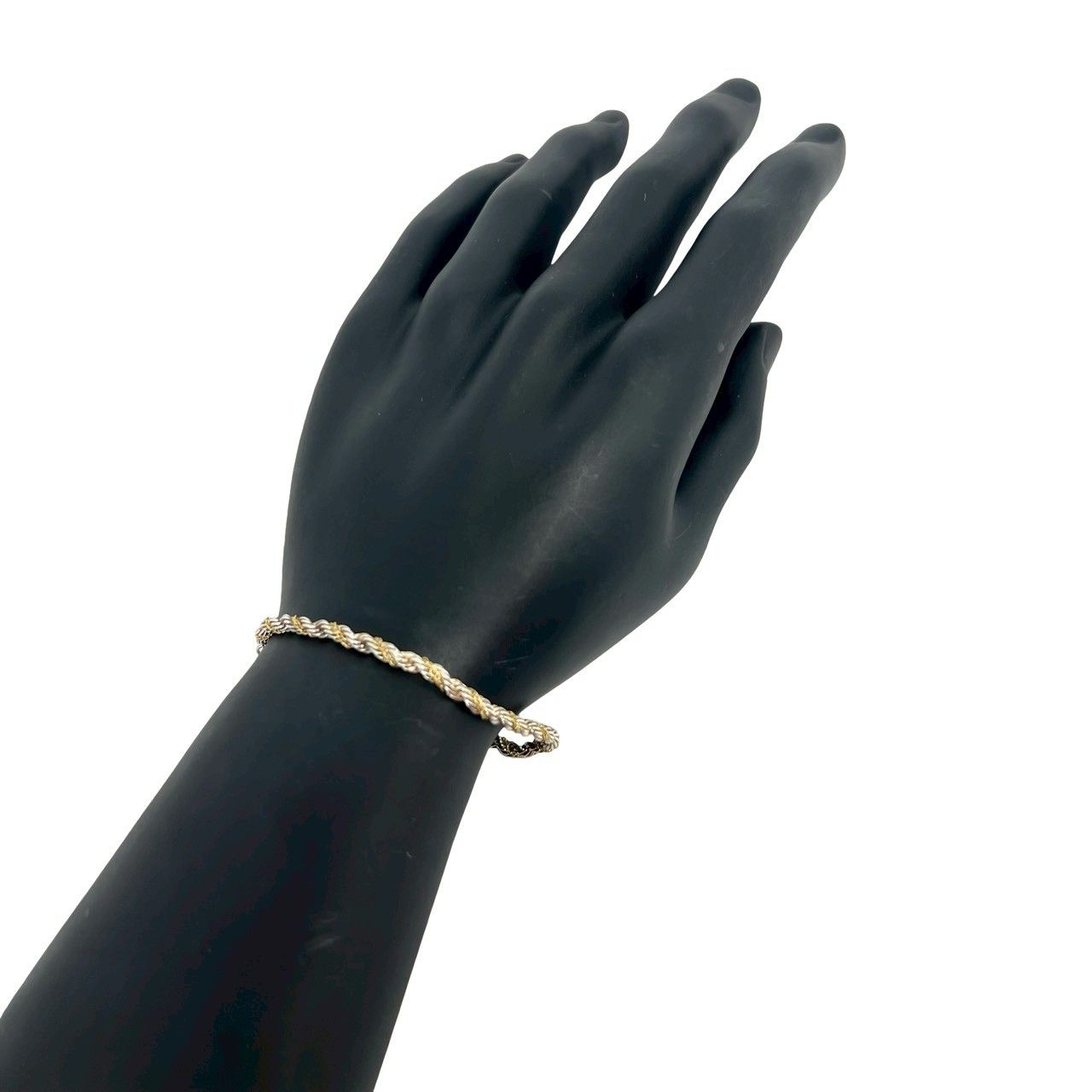 TIFFANY&Co.【鑑定済超希少】925 K18 ダブルチェーンブレスレット 極 美品 袋付き TIFFANY&Co. ティファニー ツイスト チェーン