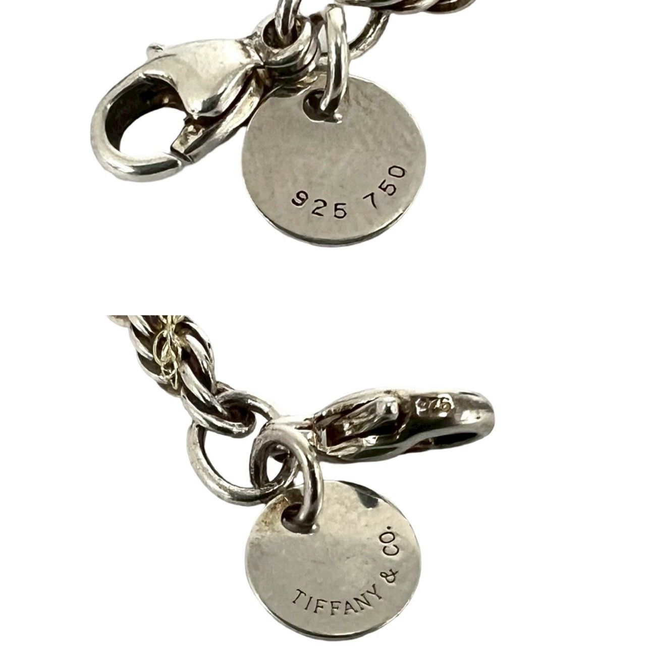 美品✨ティファニー ブレスレット シルバー925 箱付17cm ツイストチェーン 極 美品 袋付き TIFFANY&Co. ティファニー ツイスト チェーン