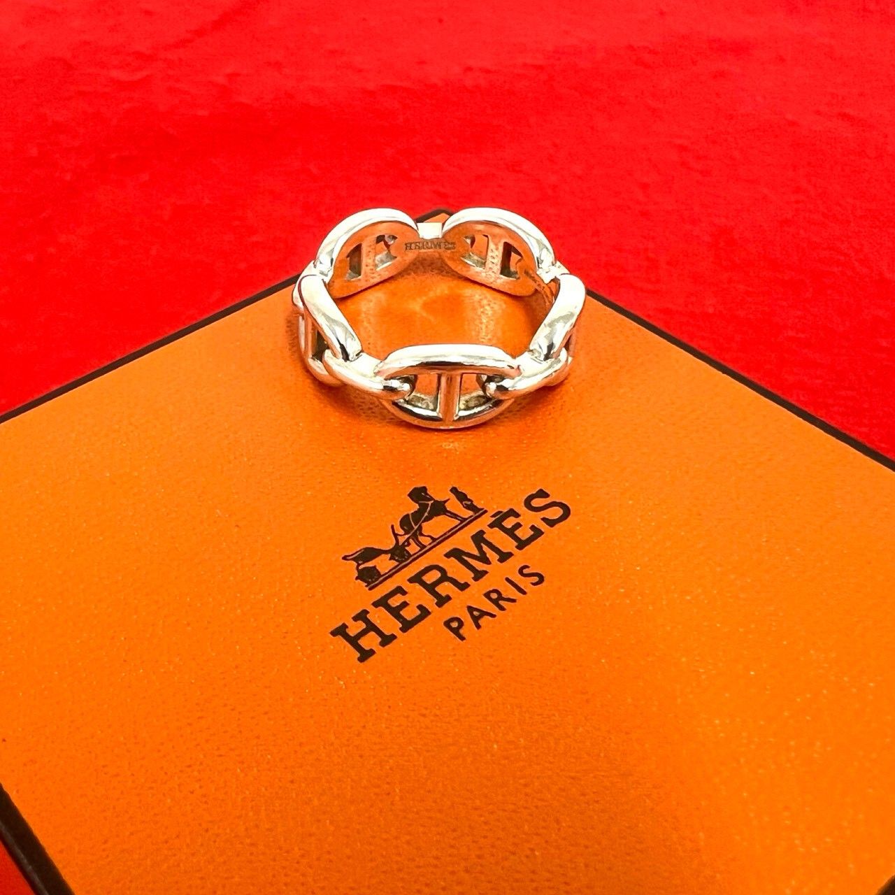 極 美品 箱付き HERMES エルメス シェーヌダンクル アンシェネ リング