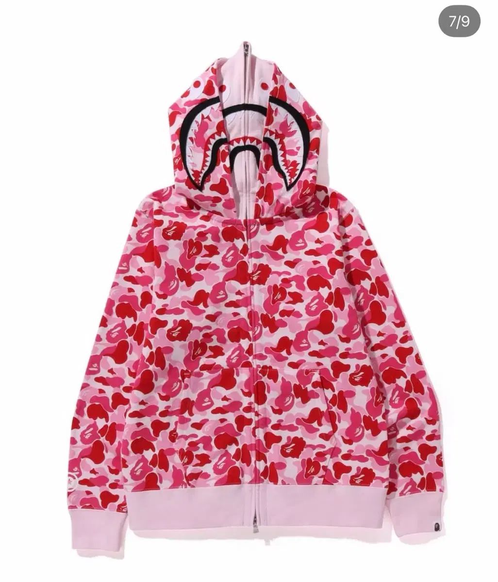 A BATHING APE アベイシングエイプ abcカモフラ ダブルシャークフーデッド ジップアップ フーディー ピンク