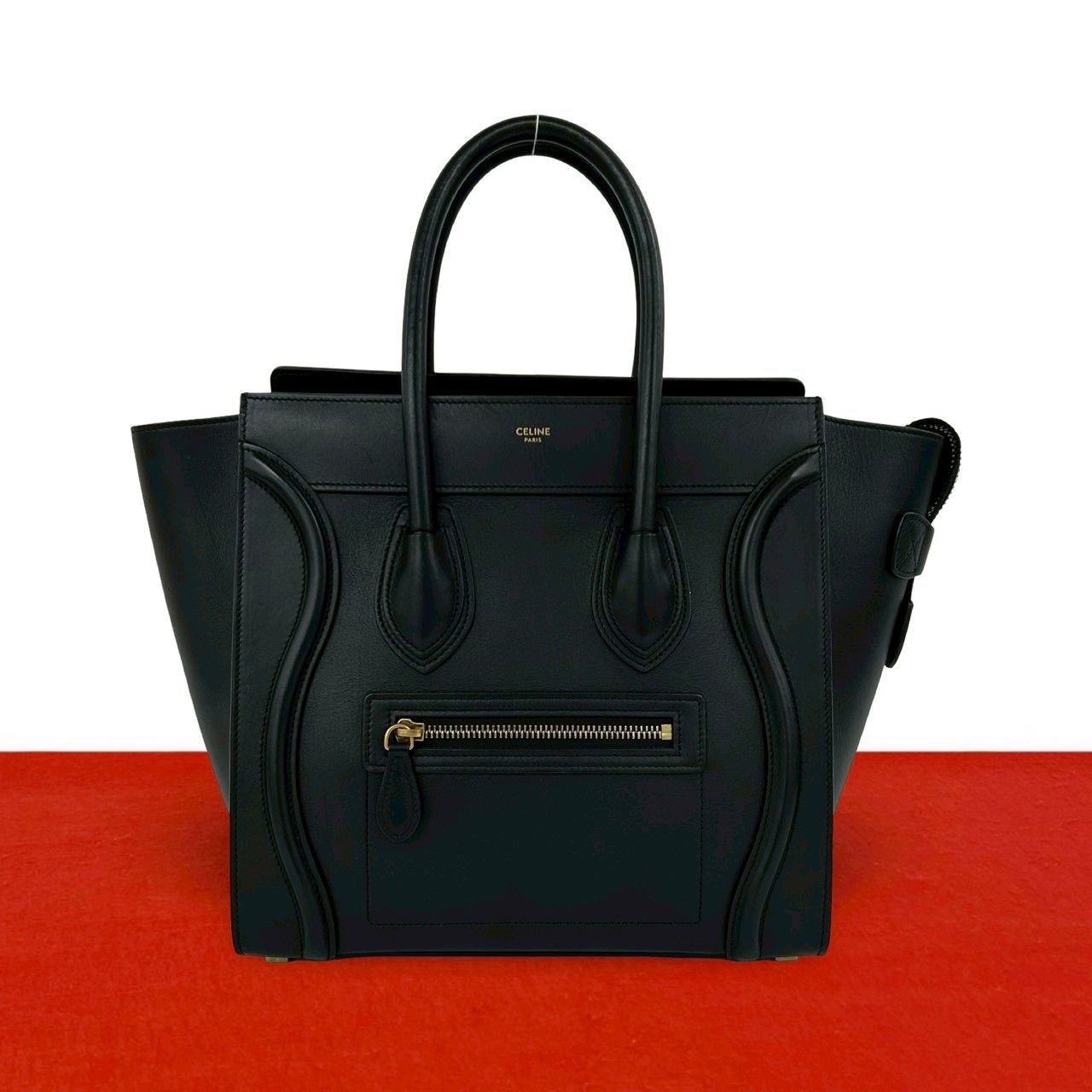 極 美品 希少品 CELINE セリーヌ ラゲージ マイクロ ロゴ レザー 本革