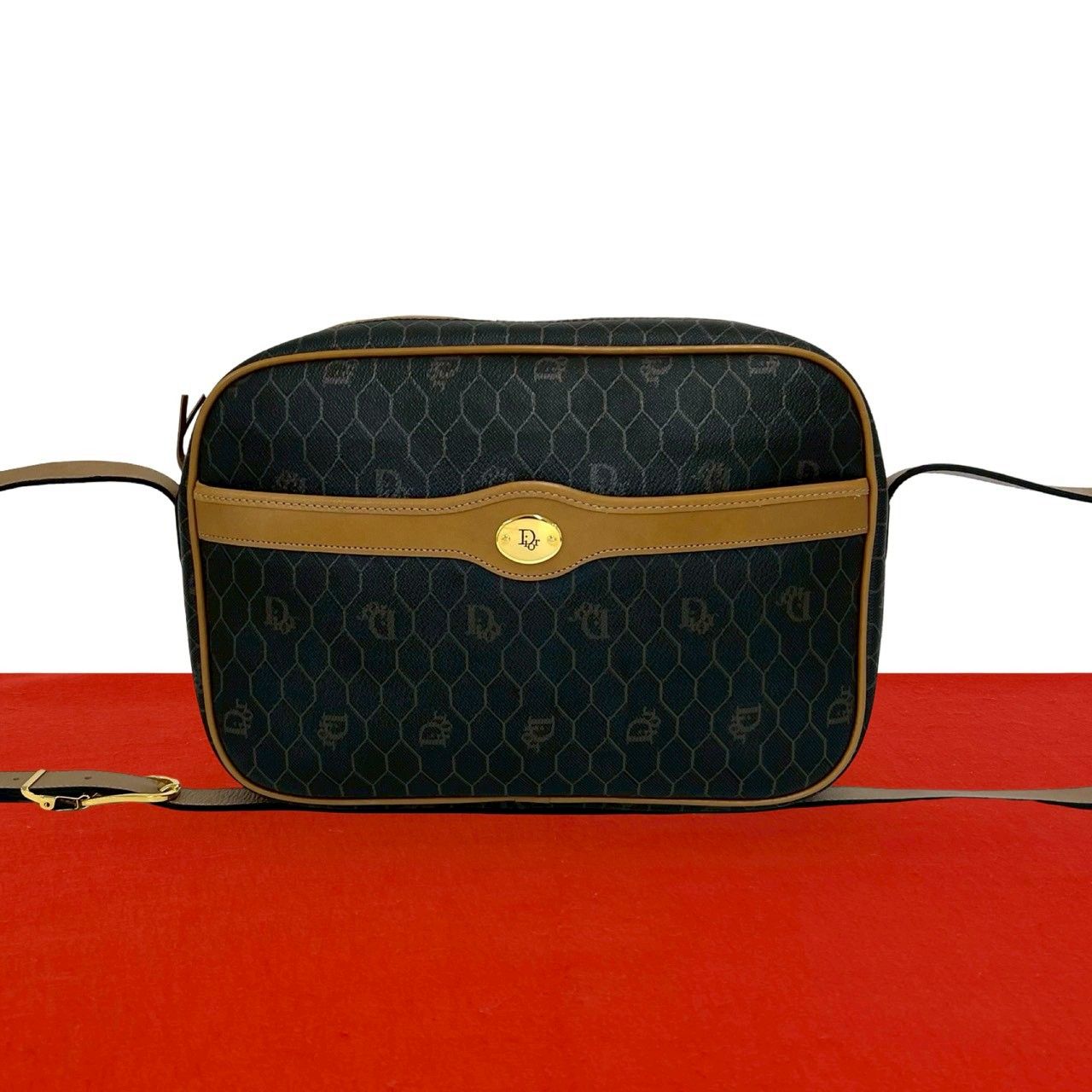 極 美品 Christian Dior ディオール ヴィンテージ ハニカム 柄 ロゴ