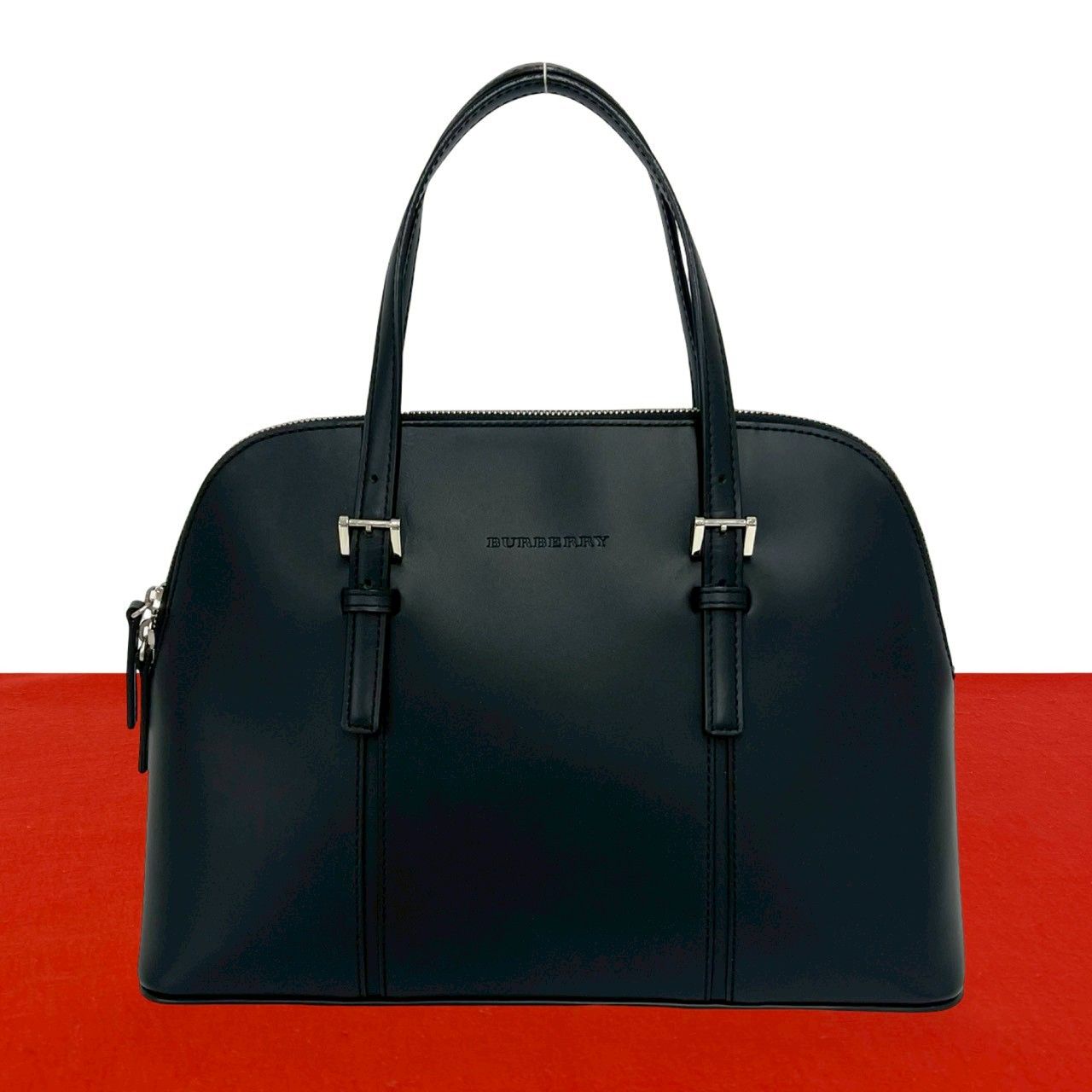 未使用保管品 希少品 BURBERRY バーバリー ロゴ ノバチェック レザー