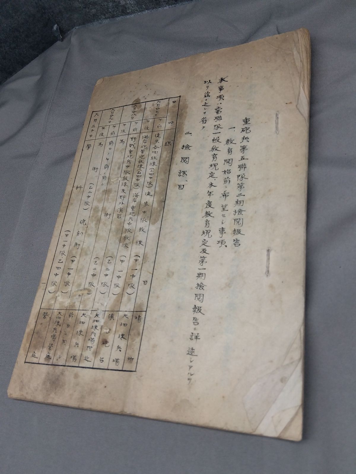 戦前日本軍 史料『重砲兵五聯隊 第二期検閲報告』ミリタリー 軍事歴史資料 当時物 ＃1471 8,520円