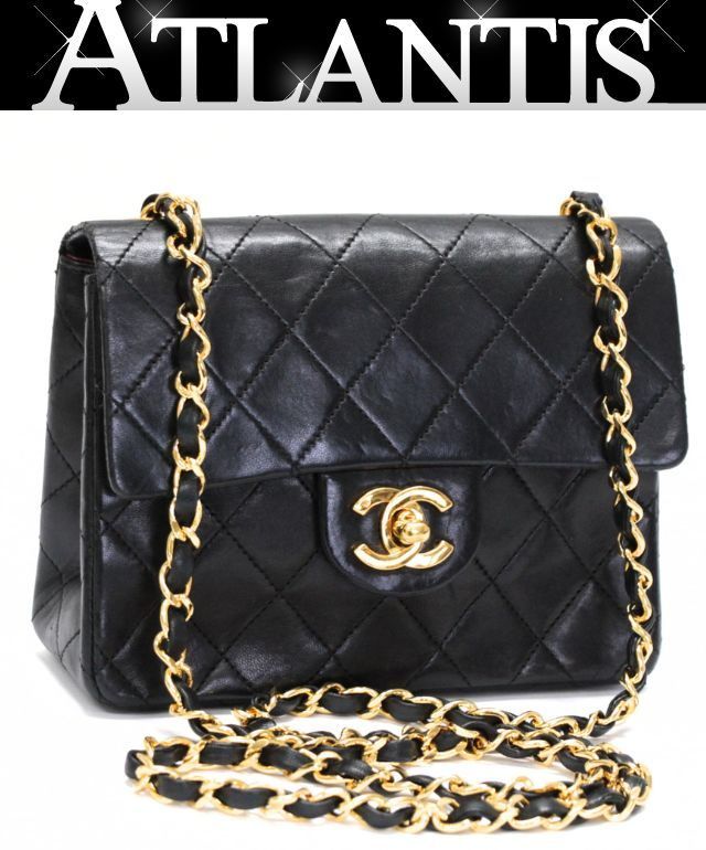 CHANEL シャネル ミニマトラッセ17 チェーンショルダーバッグ ラム 黒