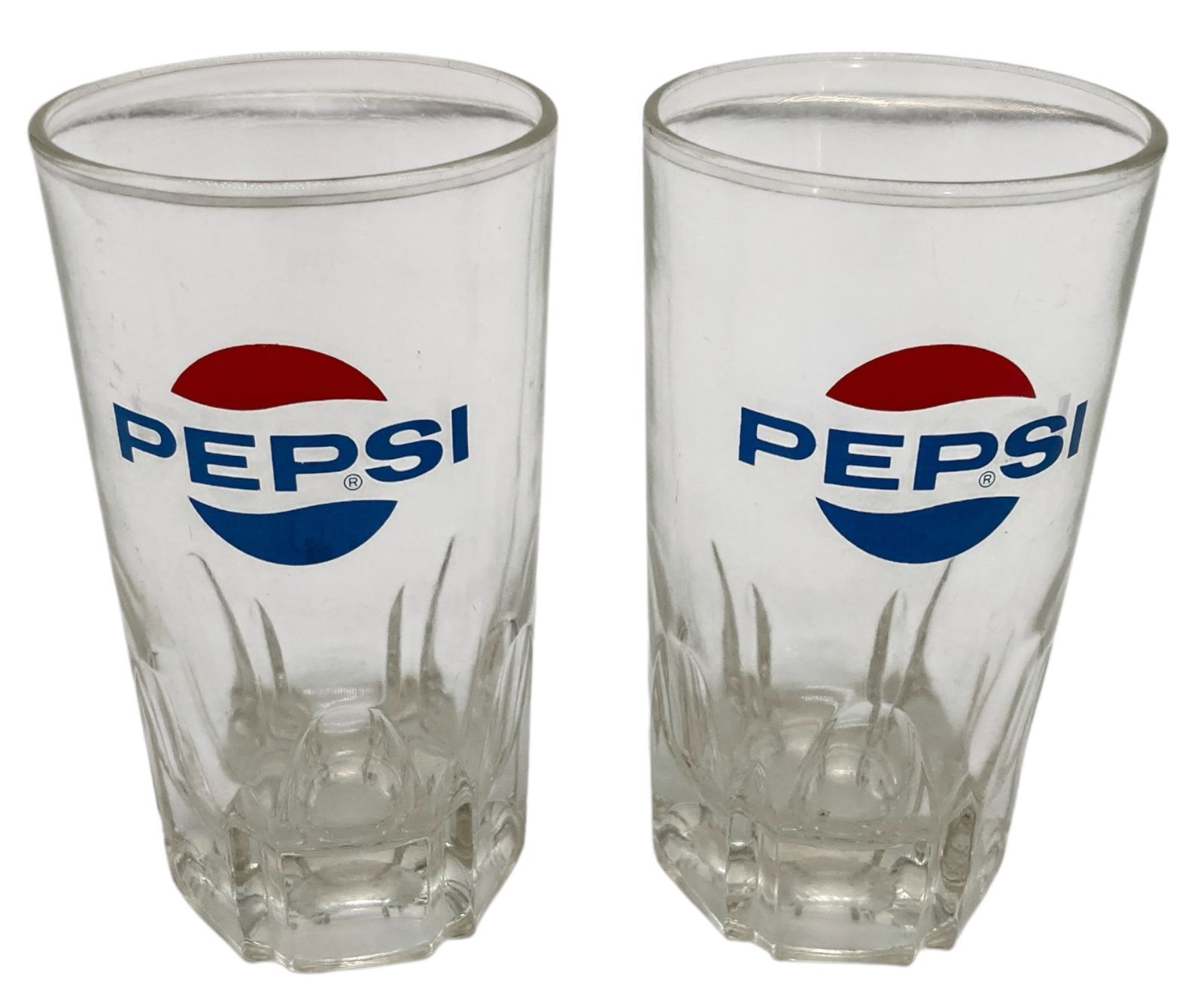 s1153【中古・レトロ調】PEPSI ペプシコーラ ロゴグラス 2個セット