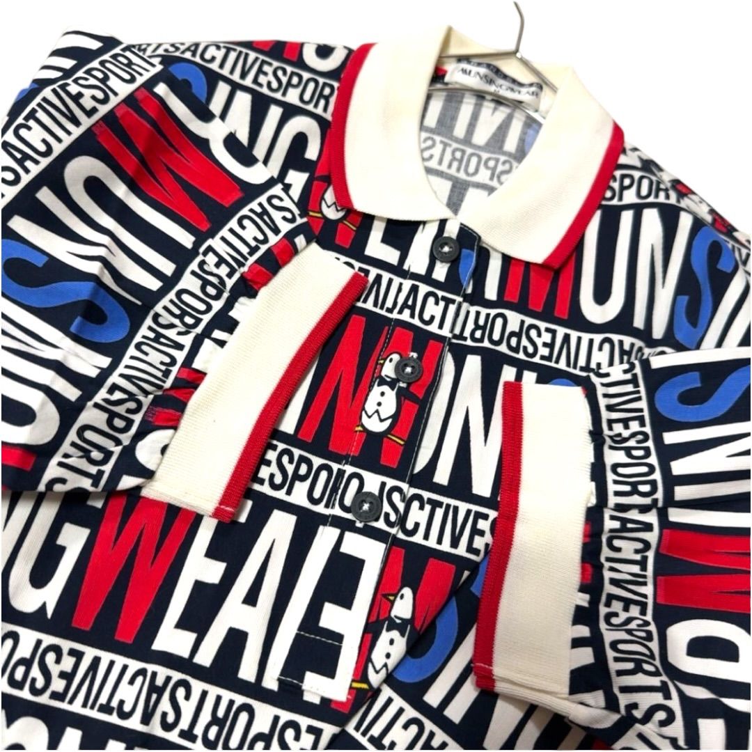 ○棚番号BH-4 マンシングウェア MUNSINGWEAR ポロシャツ 半袖 M 総柄