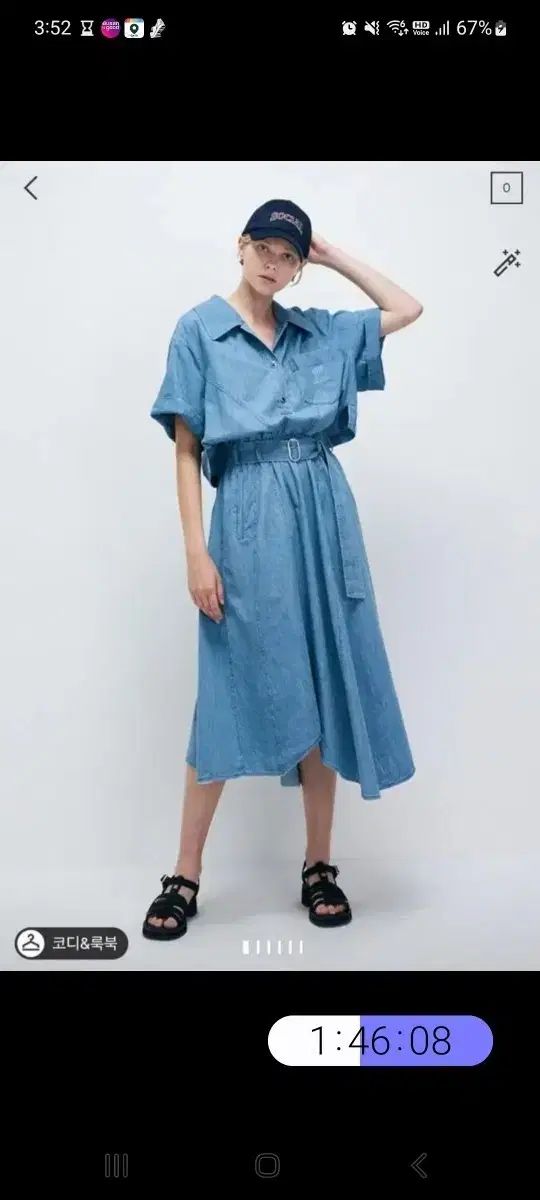 システム デニム シャツ ロング丈ワンピース