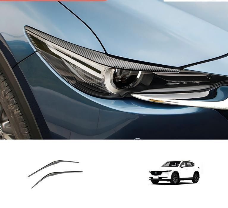 マツダ CX-5 2017-2021年式対応 ヘッドライトガーニッシュ 2点セット ABS製 貼り付け式 メッキ調/カーボン調 外装アクセント