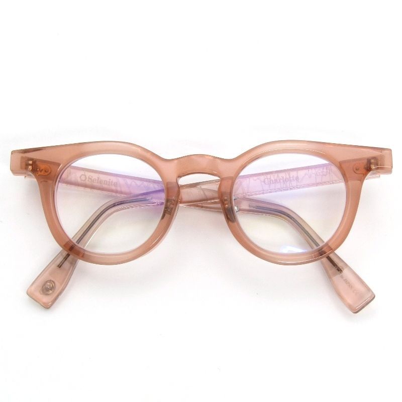 美品 Selenite セレナイト メガネフレーム Charlotte 日本製 シャーロット パント/キャットアイ C-4 Clear/Orange Pink 54001186