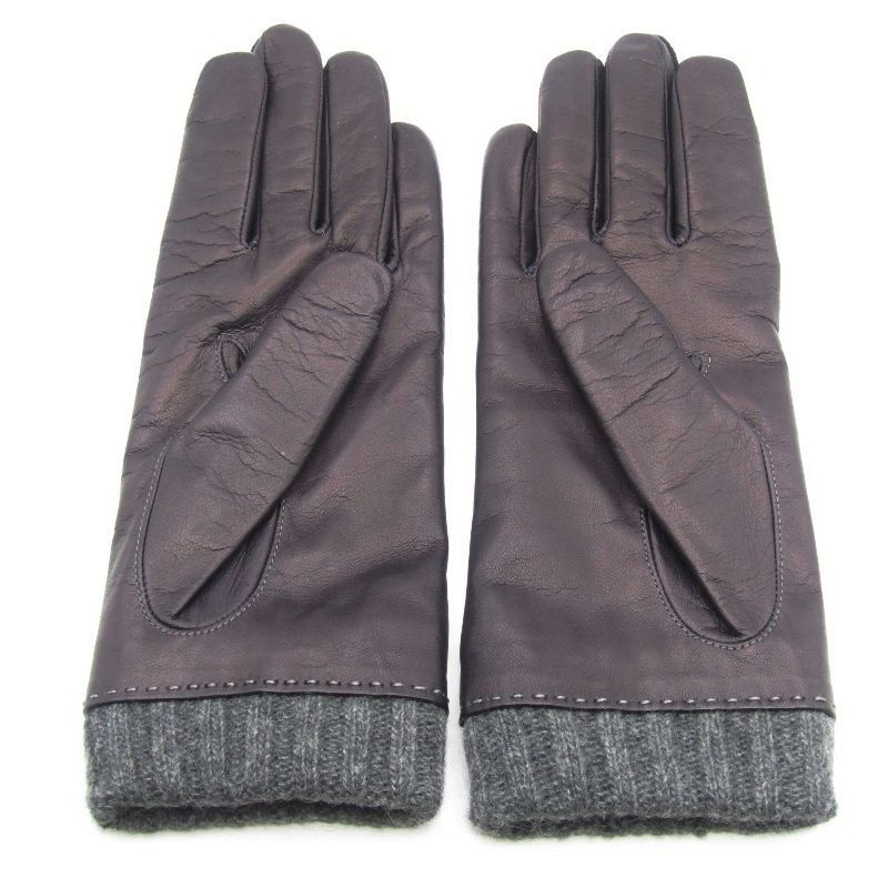 美品 ANDREANO アンドレアーノ レザーグローブ 羊革 ニットコンビ