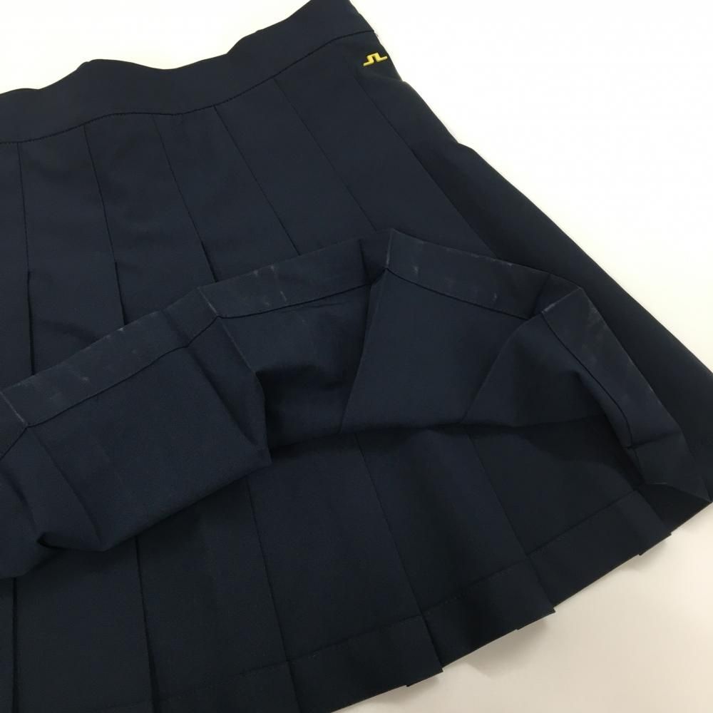 美品】ジェイリンドバーグ プリーツスカート ネイビー ロゴイエロー