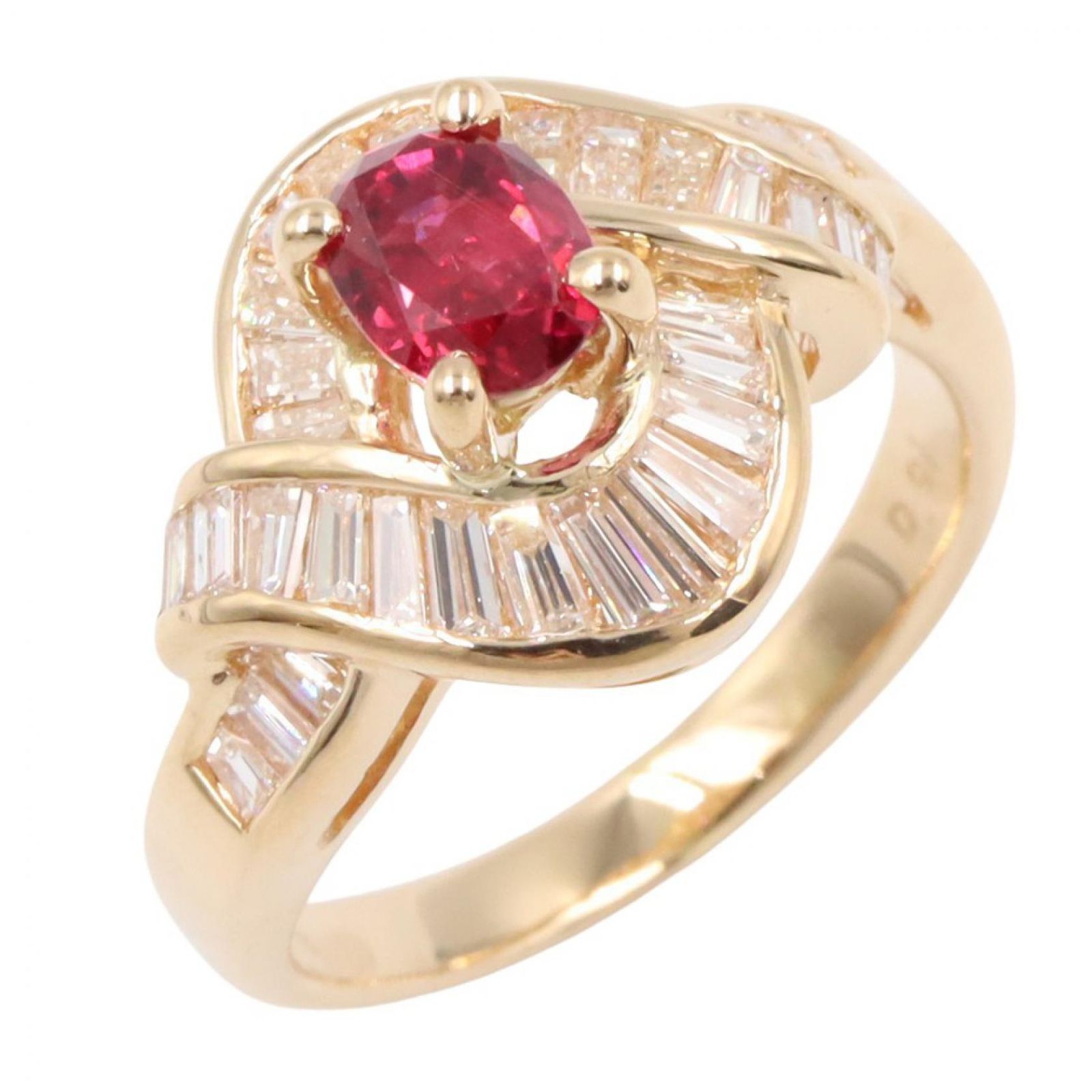ジュエリー JEWELRY リング・指輪 ルビー ダイヤモンド リング ﾙﾋﾞｰ 5.1g #10 K18（イエローゴールド） ダイヤモンド リング レディース Used A