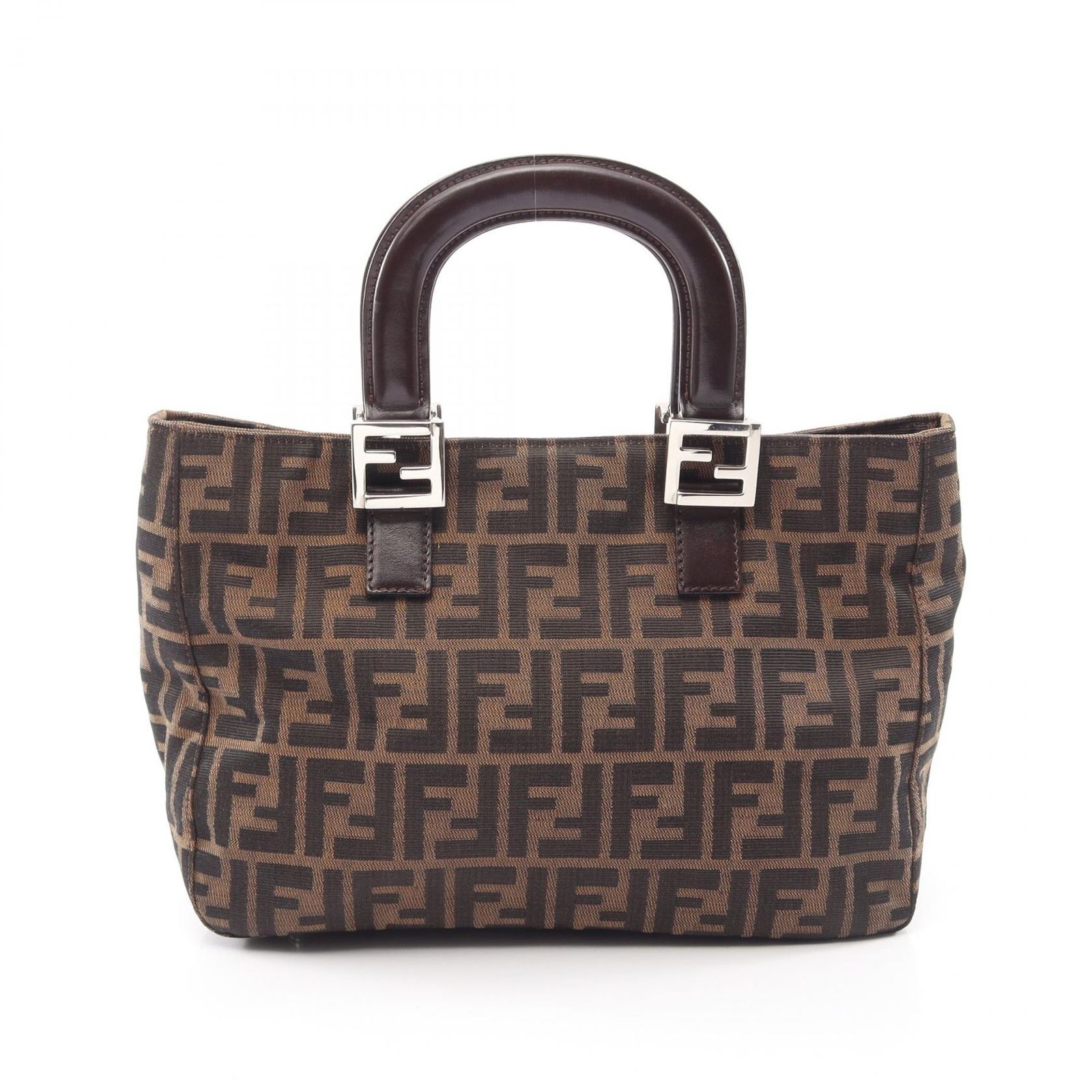 フェンディ FENDI ハンドバッグ ズッカ ブラウン キャンバス レザー ズッカ ハンドバッグ レディース Used B
