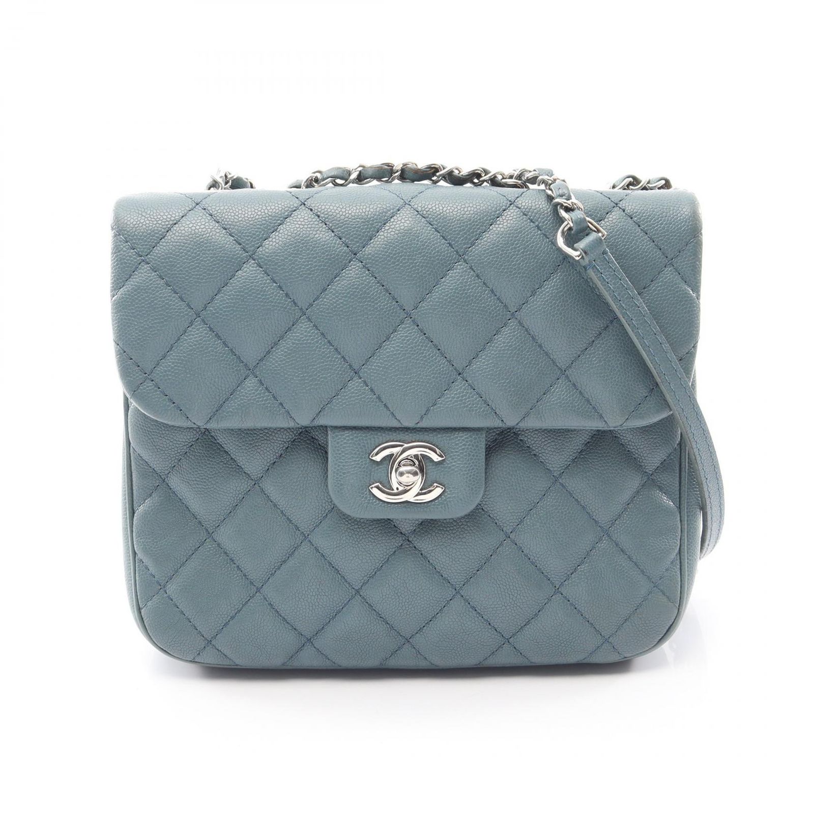 シャネル CHANEL ショルダーバッグ マトラッセ スモーキーブルー キャビアスキン(グレインドカーフ) マトラッセ チェーンショルダー レディース Used B 247,860円
