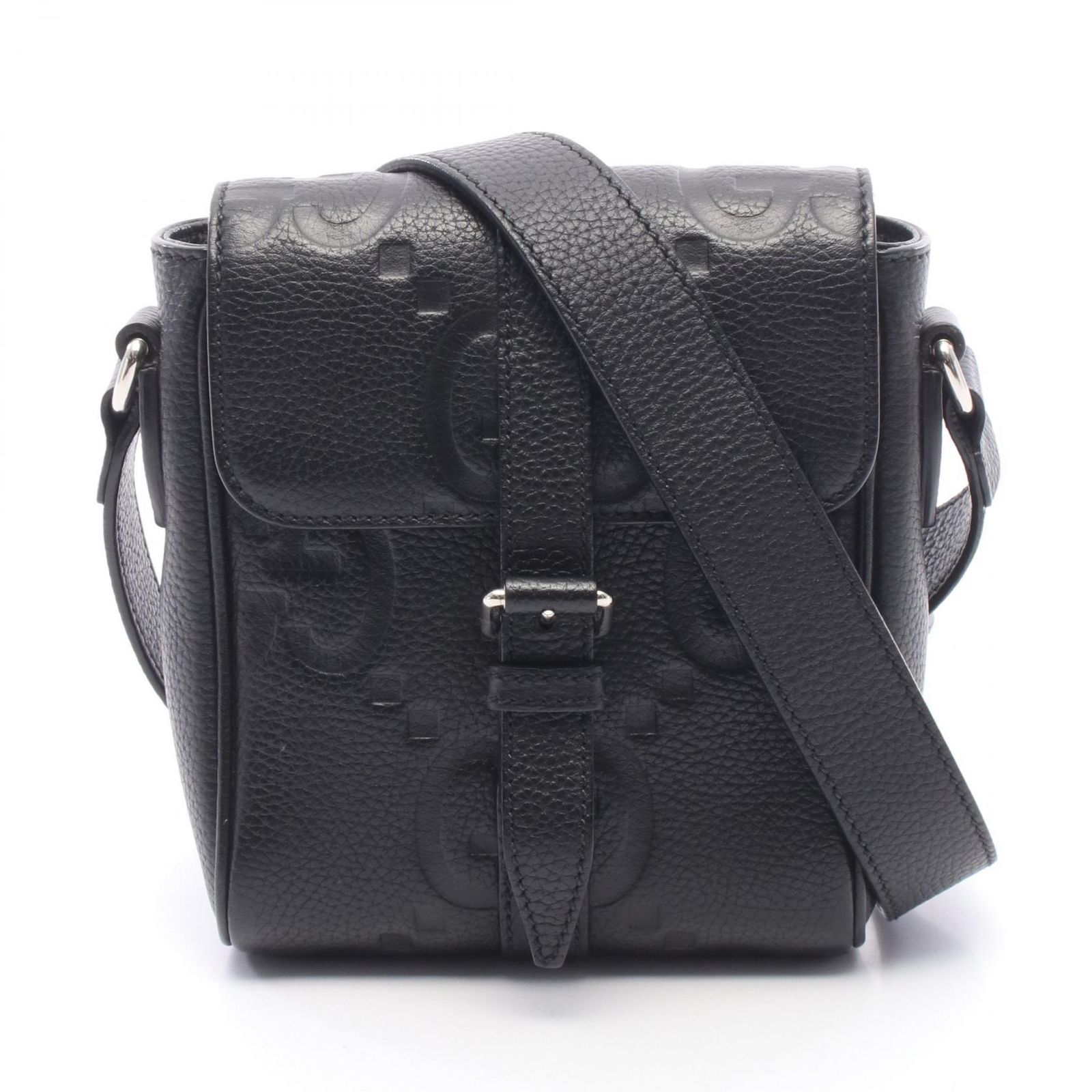 グッチ GUCCI ショルダーバッグ スモール メッセンジャーバッグ ジャンボGG 760235 ブラック レザー ジャンボ GG スモール メッセンジャーバッグ メンズ Used A