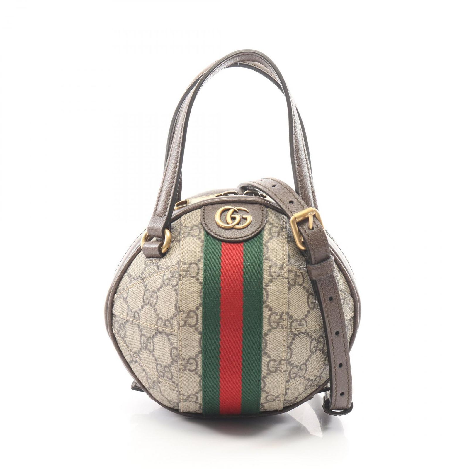 グッチ GUCCI ハンドバッグ オフィディア GGスプリーム 2WAY 574794 ベージュ/ブラウン/グリーン PVCコーティングキャンバス レザー オフィディア ラウンド 2way ショルダーバッグ