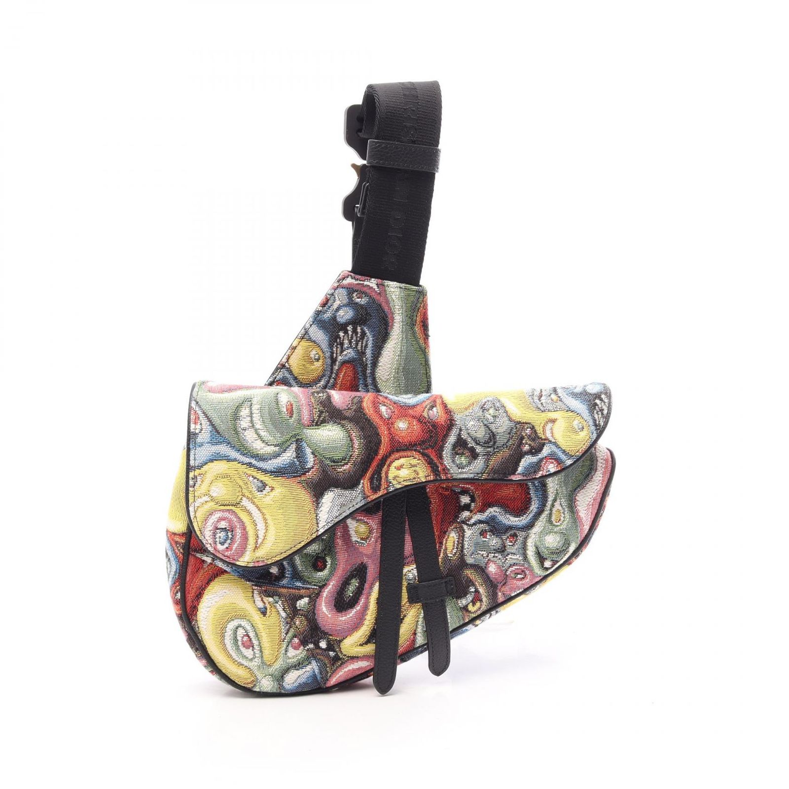 ディオール Dior ウエストバッグ ボディバッグ DIOL × KENNY SCHARF SADDLE サドル 11199830 ブラック/マルチ キャンバス レザー DIOL×KENNY SCHARF サドルボディバッグ メンズ
