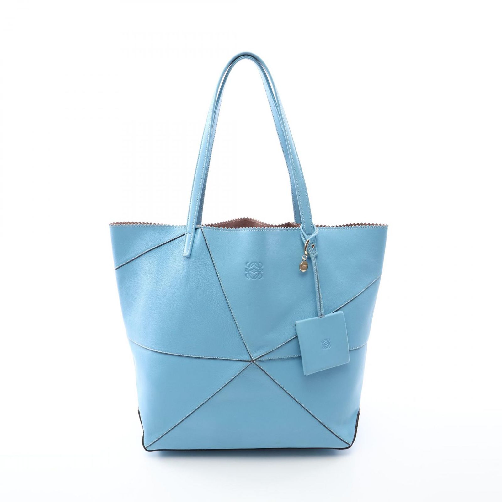 ロエベ LOEWE トートバッグ ORIGAMI ALA オリガミ アラ ライトブルー レザー オリガミ トートバッグ レディース Used A
