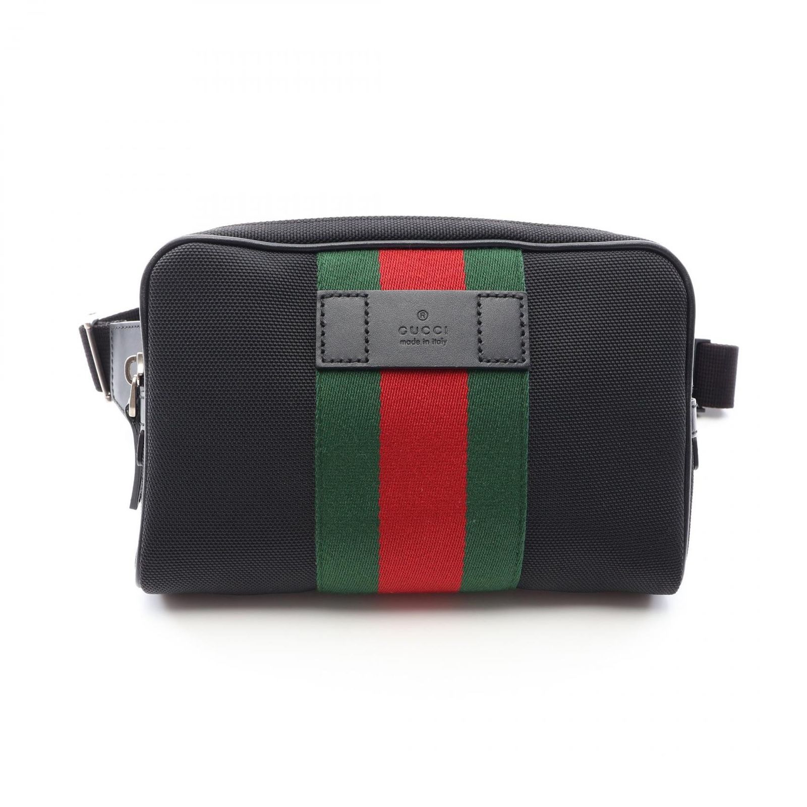 グッチ GUCCI ウエストバッグ ボディバッグ シェリーライン 630919 ブラック/レッド/グリーン キャンバス レザー シェリーライン ウエストバッグ ユニセックス