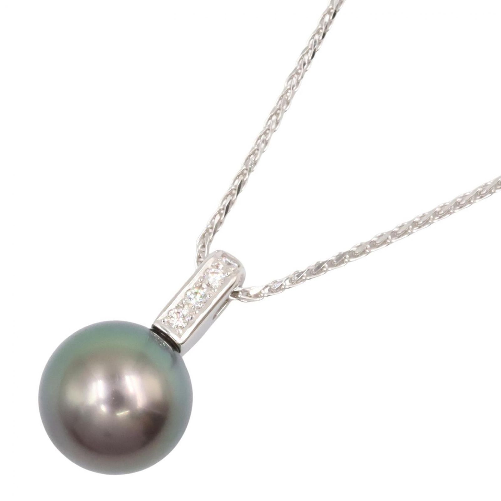 ジュエリー JEWELRY ネックレス パール ダイヤモンド ネックレス ﾊﾟｰﾙ 5.1g 首回40.5～ K18WG（ホワイトゴールド） ダイヤモンド ネックレス レディース Used A