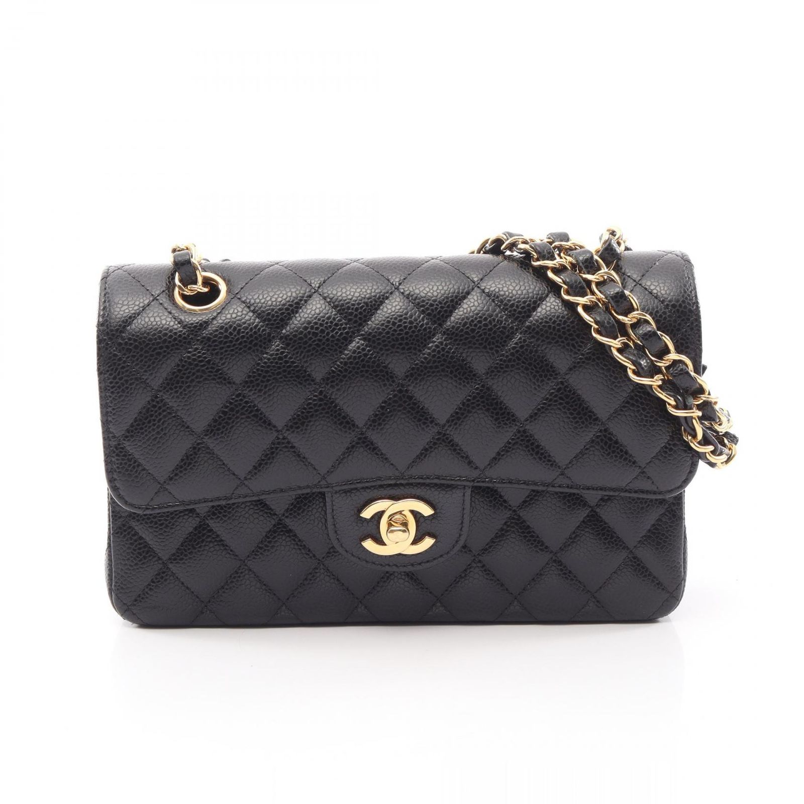 シャネル CHANEL ショルダーバッグ マトラッセ Wフラップ ブラック キャビアスキン(グレインドカーフ) マトラッセ ダブルフラップ チェーンショルダー レディース 548,320円