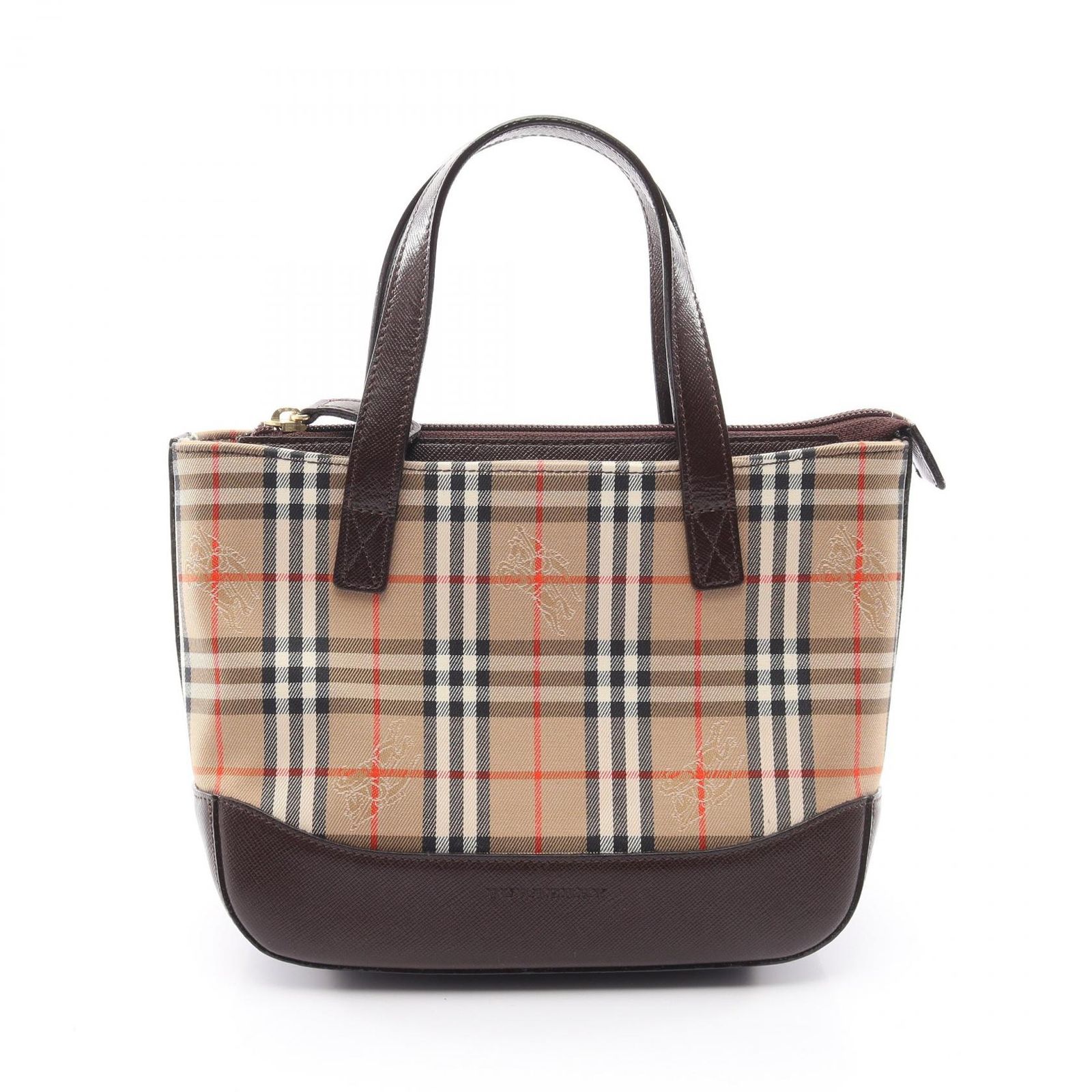 バーバリー BURBERRY ハンドバッグ ノバチェック ベージュ キャンバス レザー ノバチェック ハンドバッグ レディース Used A