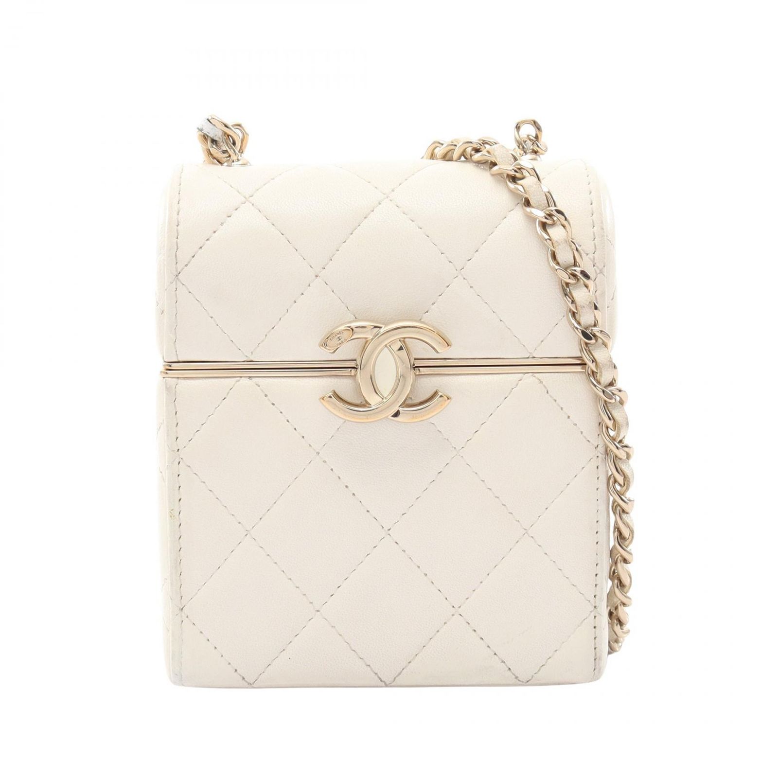 シャネル CHANEL ショルダーバッグ マトラッセ ミニ ホワイト ラムスキン（羊革） マトラッセ ミニ チェーンショルダー レディース Used B