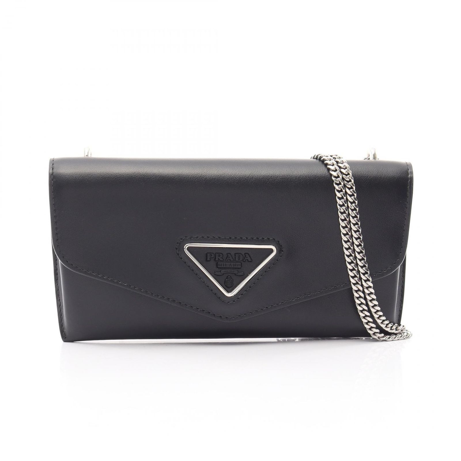 プラダ PRADA ショルダーバッグ トライアングル ミニ 1NR001 ブラック レザー 2wayチェーンショルダー レディース Used A