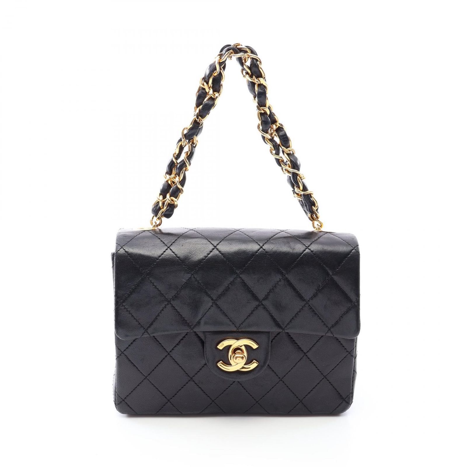 シャネル CHANEL ハンドバッグ ミニマトラッセ ブラック ラムスキン（羊革） マトラッセ チェーンハンドバッグ レディース Used B
