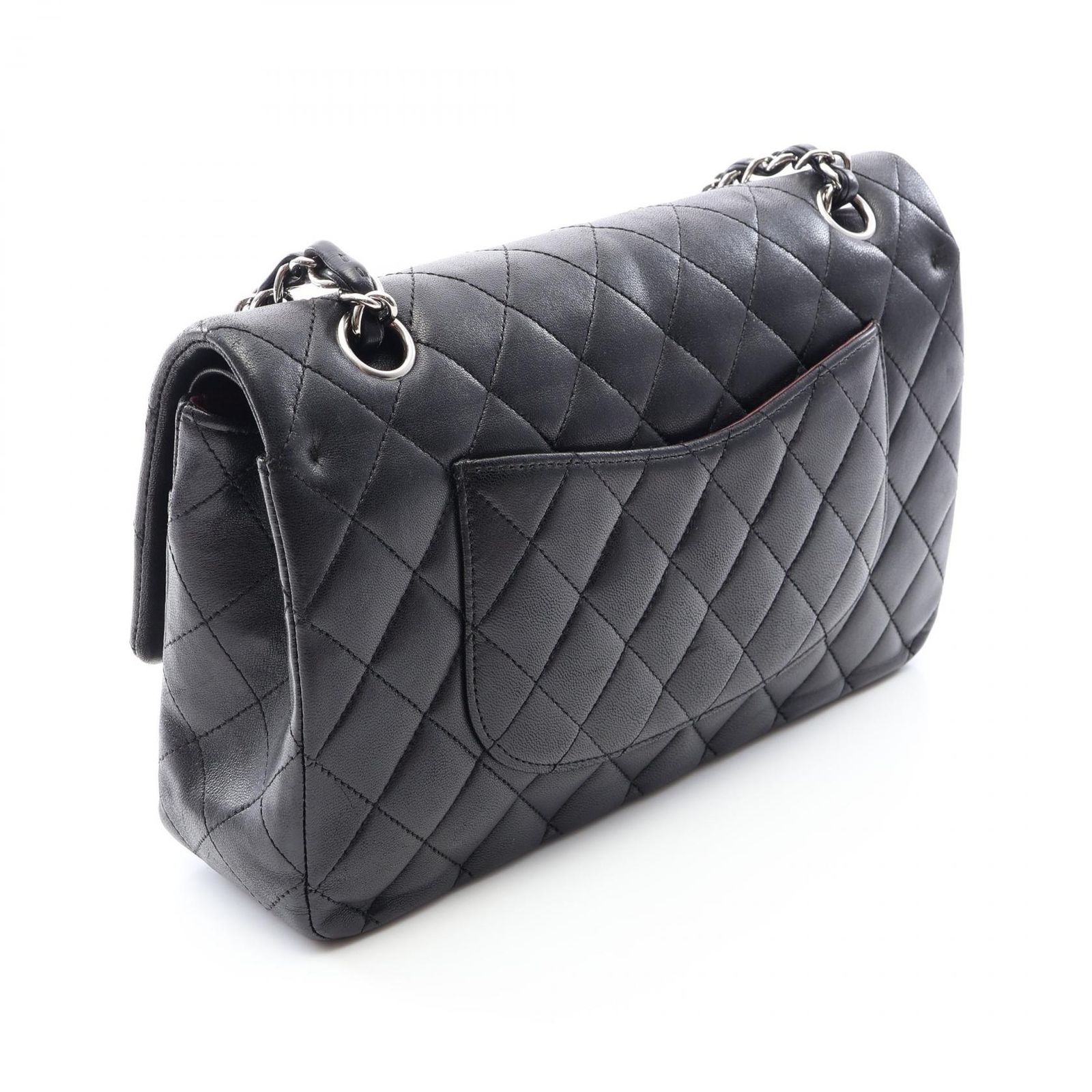 シャネル CHANEL ショルダーバッグ マトラッセ Wフラップ ブラック ラムスキン（羊革） マトラッセ ダブルフラップ チェーンショルダー レディース Used B