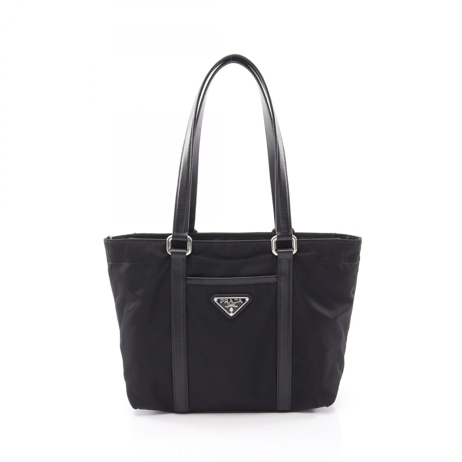 プラダ PRADA トートバッグ トライアングルロゴ ブラック ナイロン サフィアーノレザー トライアングルロゴ トートバッグ レディース Used B 58,190円