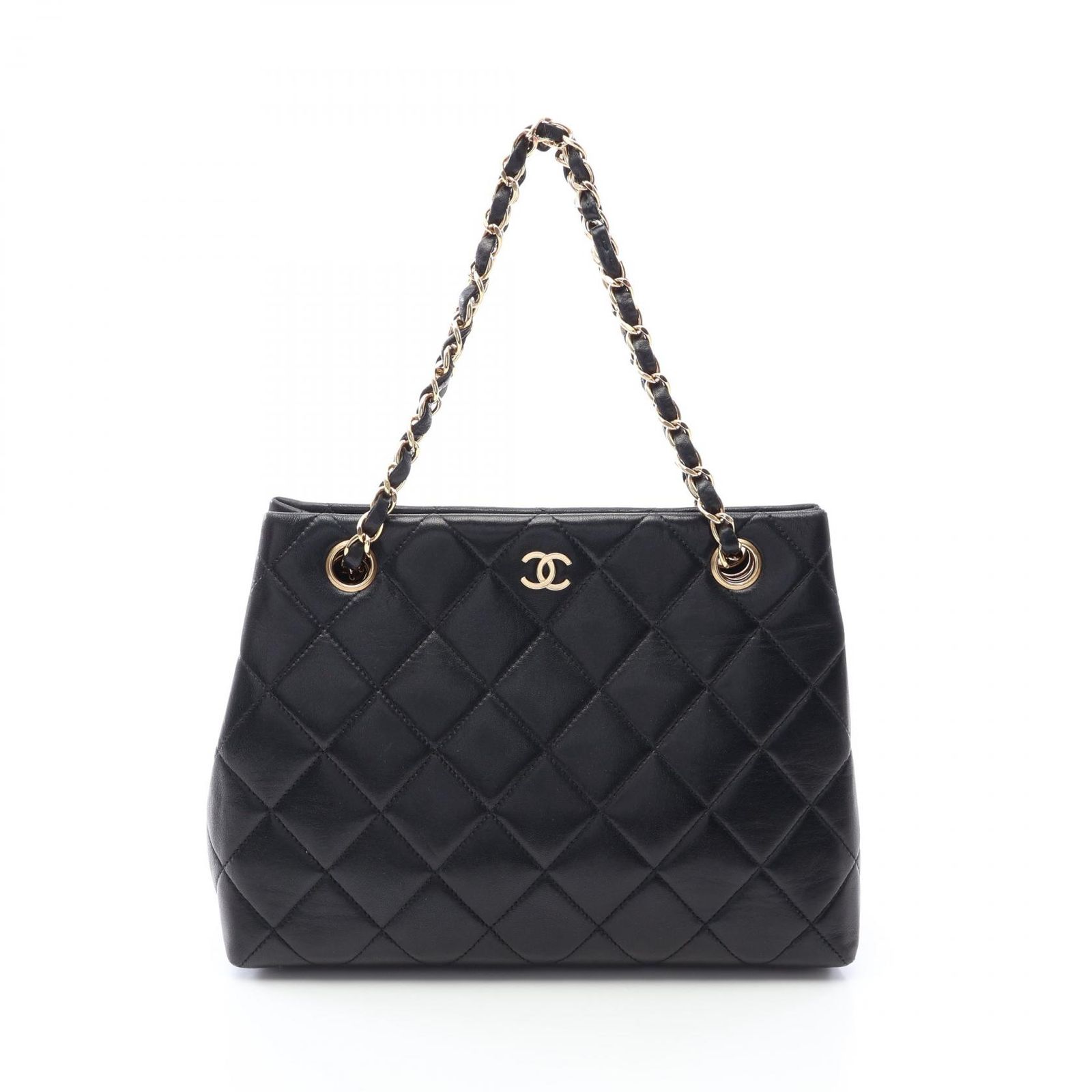 シャネル CHANEL トートバッグ マトラッセ チェーントート ブラック ラムスキン（羊革） マトラッセ チェーントート レディース Used A