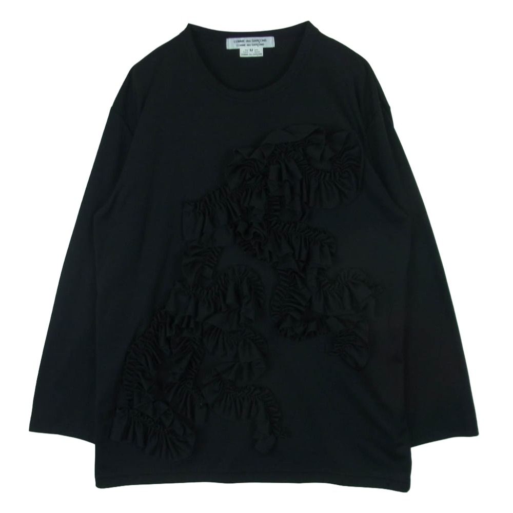 COMME des GARCONS コムデギャルソン RF-T001 AD2020 コムコム フリル ポリエステル 長袖 カットソー ブラック系 M【中古】