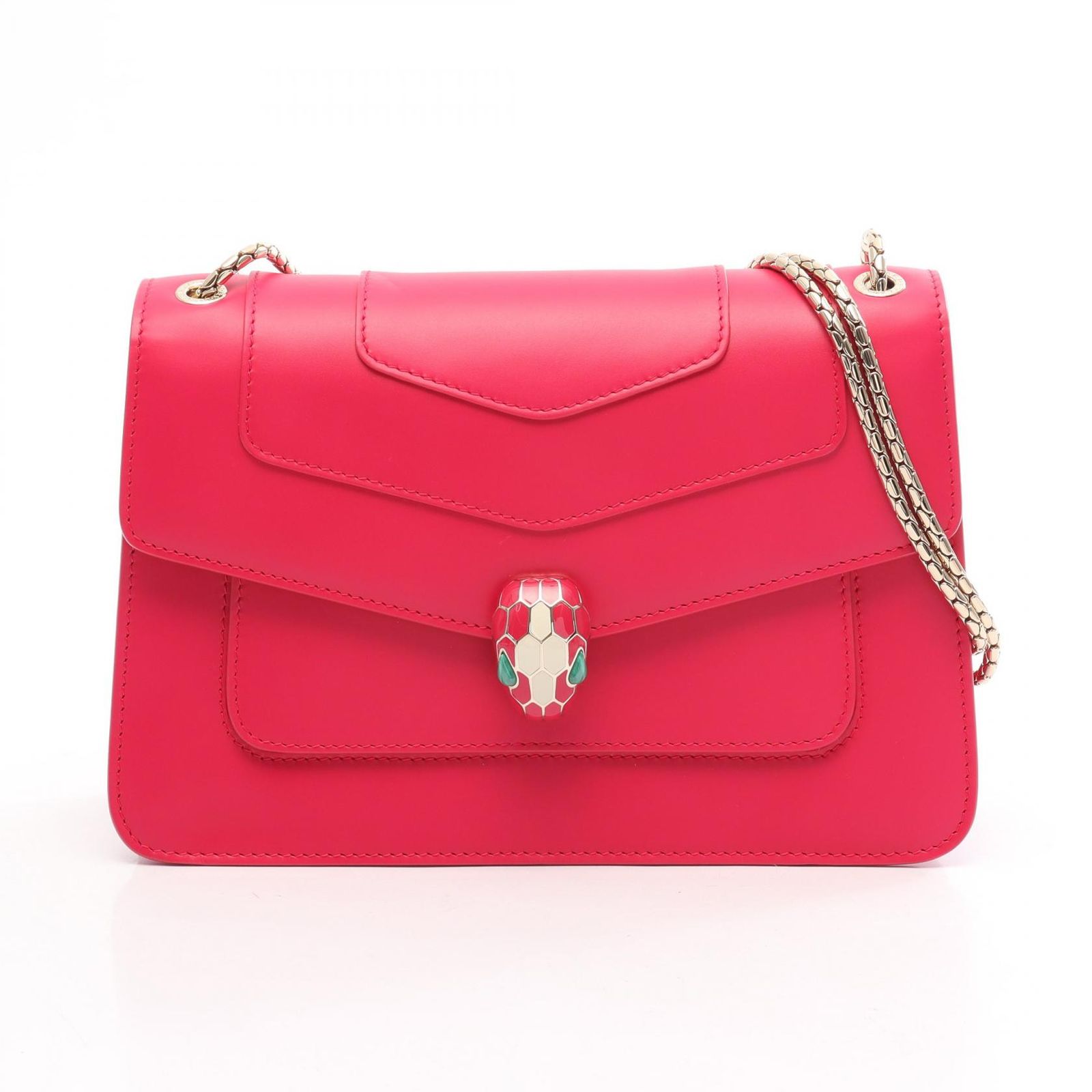 ブルガリ BVLGARI ショルダーバッグ セルペンティ フォーエバー ピンク/グリーン レザー セルペンティ フォーエバー チェーンショルダーバッグ レディース