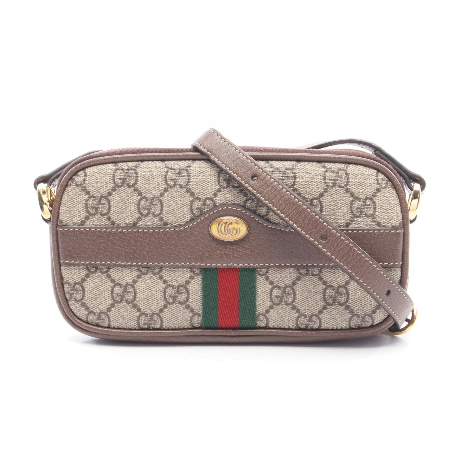 グッチ GUCCI ショルダーバッグ オフィディア GGスプリーム シェリーライン 598664 ベージュ/ブラウン/グリーン PVCコーティングキャンバス レザー オフディア ショルダーバッグ