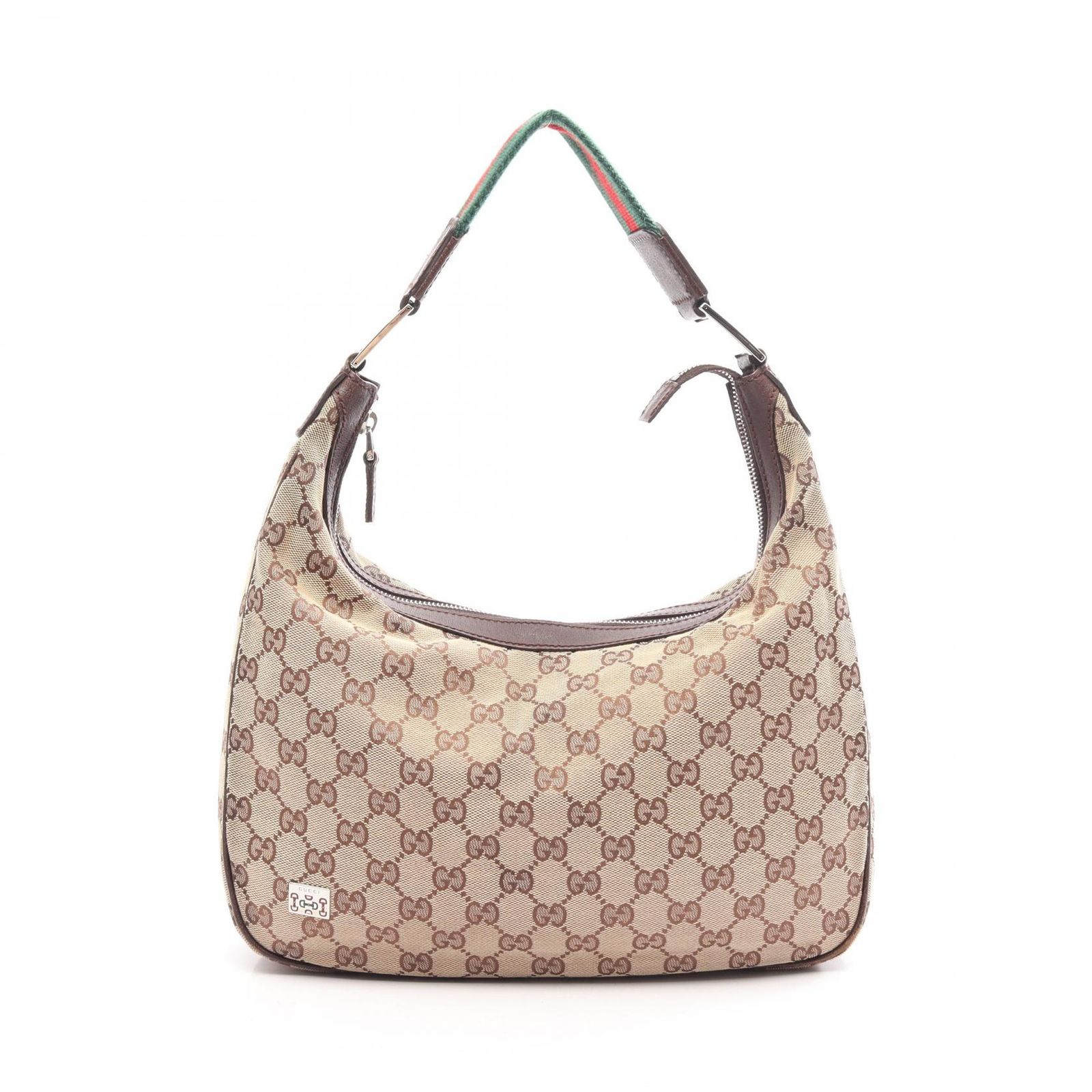 グッチ GUCCI ショルダーバッグ ホースビット シェリーライン GGキャンバス 145757 ベージュ/ブラウン/グリーン キャンバス レザー シェリーライン ハンドバッグ
