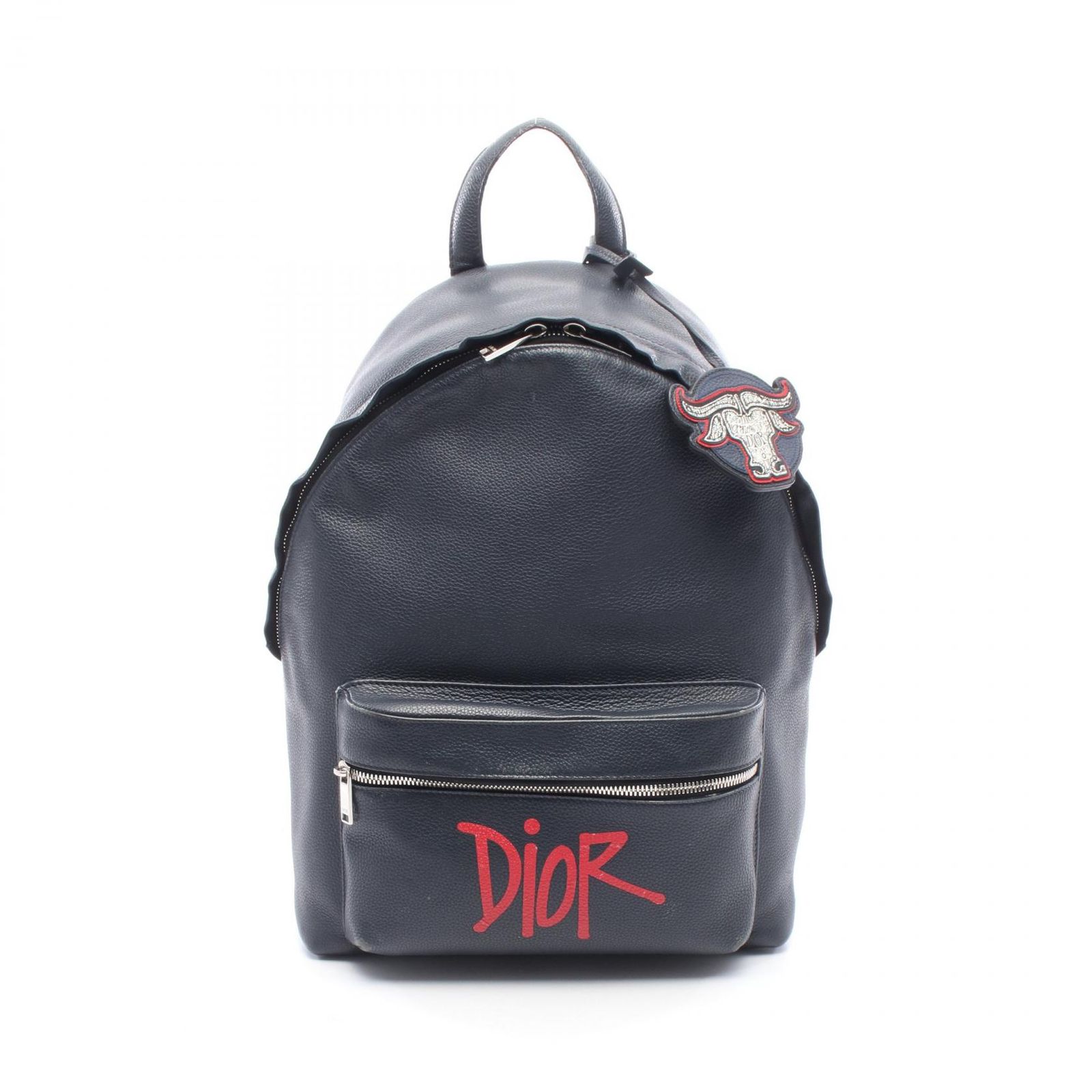 ディオール Dior リュックサック バックパック DIOR × Shawn Stussy RIDER 1ESBA088GDS_H00E ネイビー レザー DIOR×SHAWN STUSSY バックパック メンズ Used B