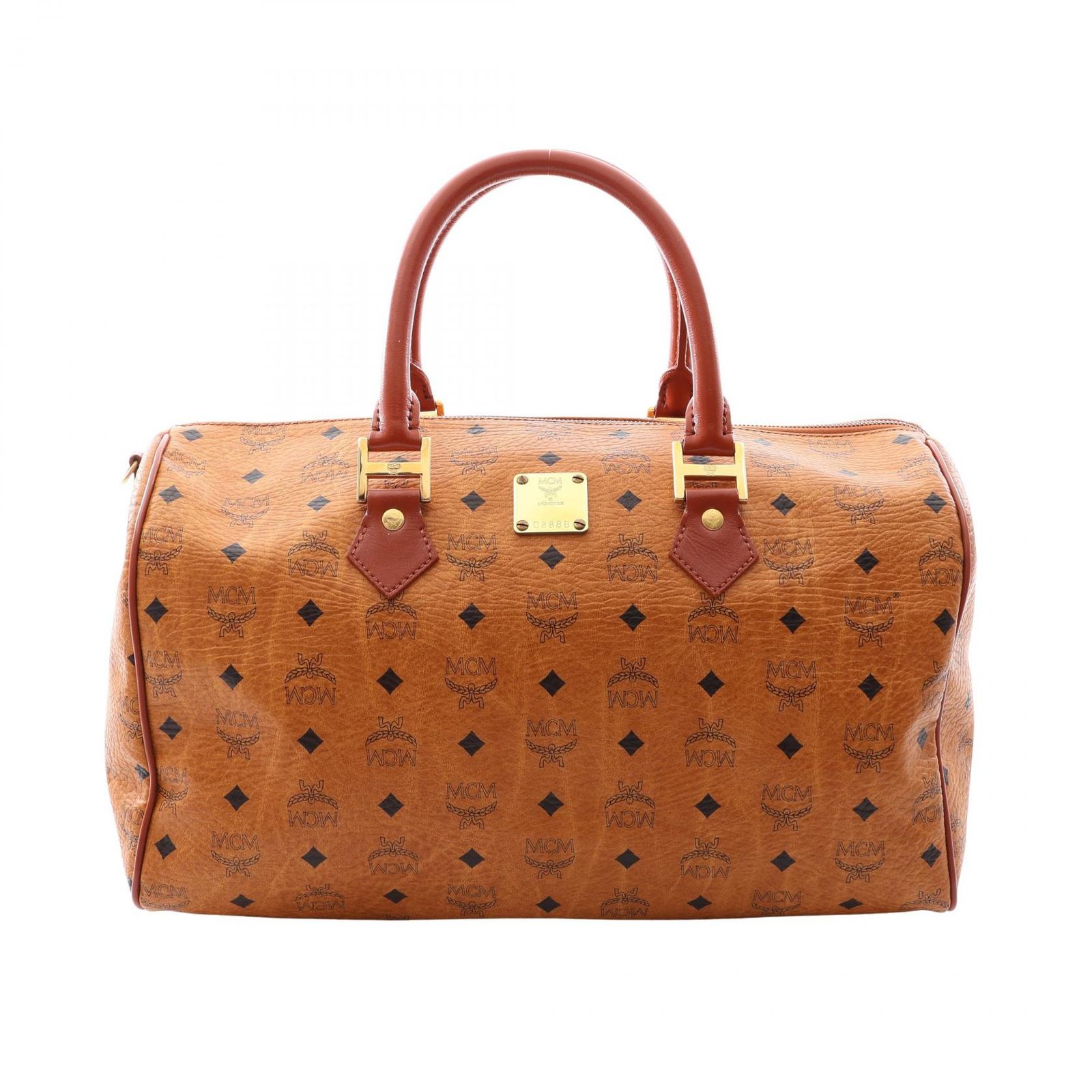 エム・シー・エム MCM ボストンバッグ ヴィセトス ブラウン/ブラック PVCコーティングキャンバス レザー ヴィセトス ボストンバッグ ユニセックス Used B