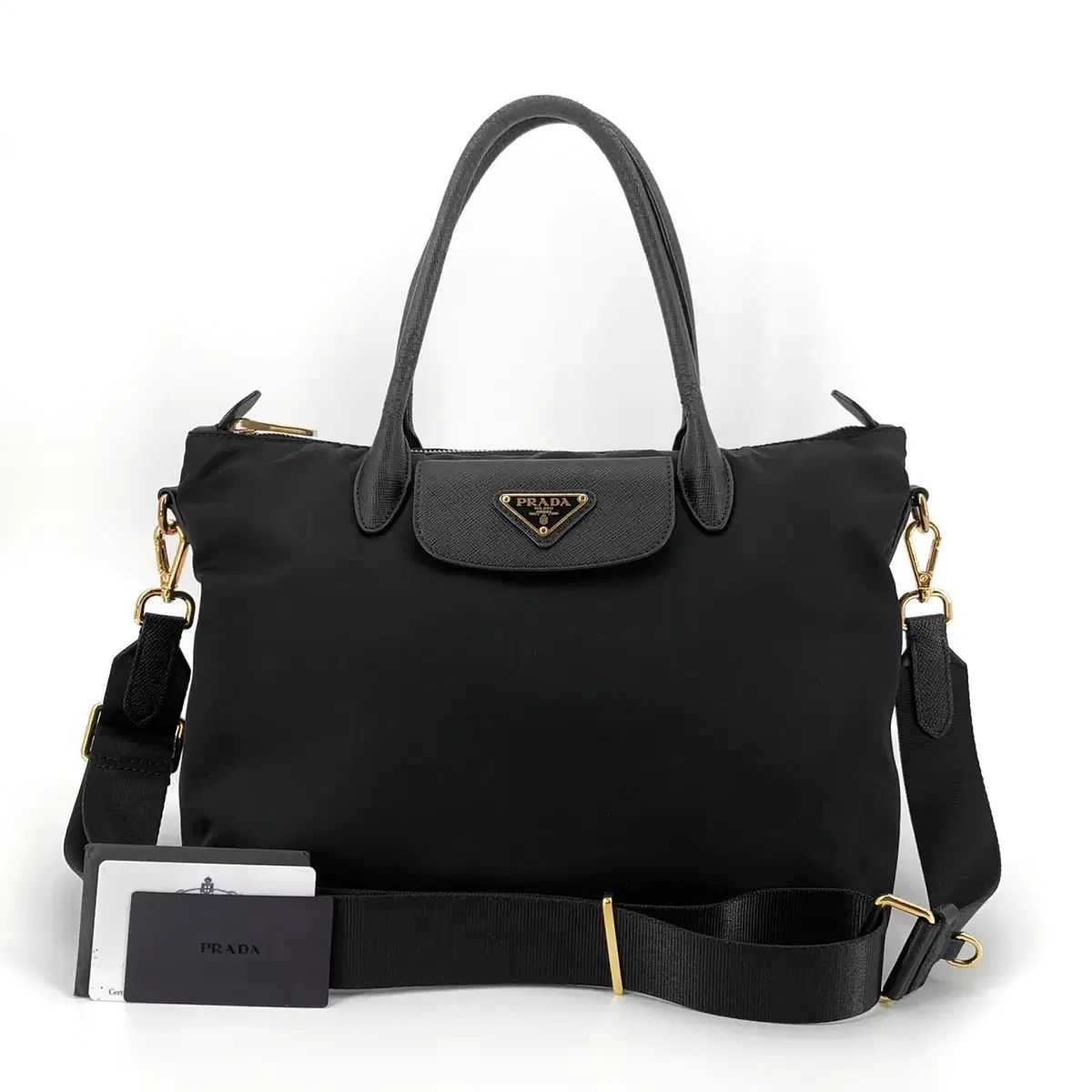 PRADA ブラック ポコノ トートバッグ兼ショルダーバッグ 1BA106