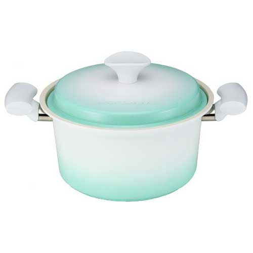 新品 ビタクラフト ライト 両手鍋 21cm 無水鍋 セラミックコーティング IH対応【無水調理鍋 ベイパーシール Vita Craft Light アルミ セラミック アピデ】 グリーン