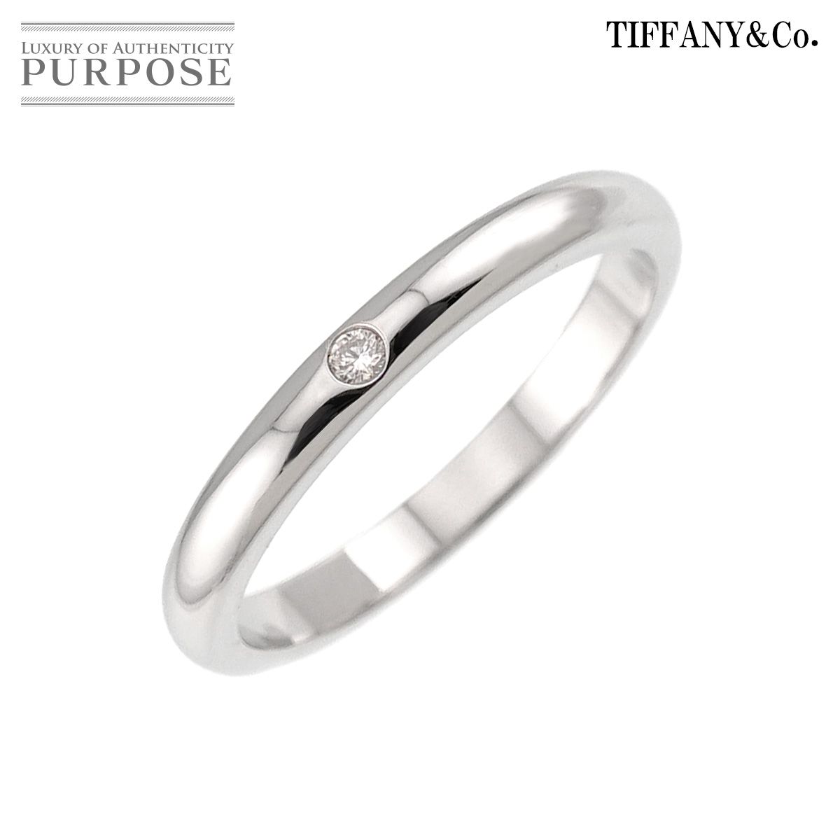 ティファニー TIFFANY&Co. スタッキング バンド 18号 リング ダイヤ 1P Pt プラチナ 指輪 Stacking Band Ring 90331646