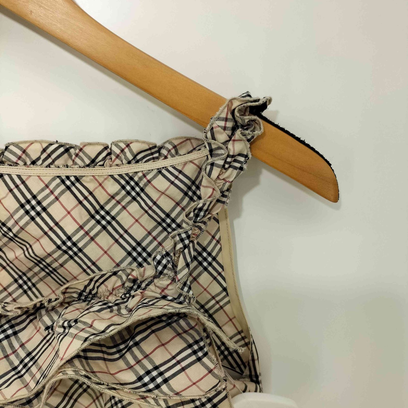美品 バーバリーブルーレーベル ノバチェック フリル キャミソール リボン 36 バーバリーブルーレーベル BURBERRY BLUE LABEL ノバチェック フリル