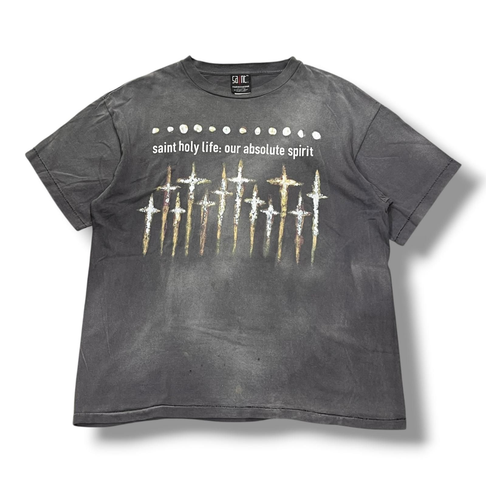 SAINT MICHAEL 23SS FORSOMEONE GOD FS S/S TEE フォ―サムワン ナインチネイルズ プリントTシャツ Tシャツ セントマイケル SM-A23-0000-C09 チャコール XL （19782M）